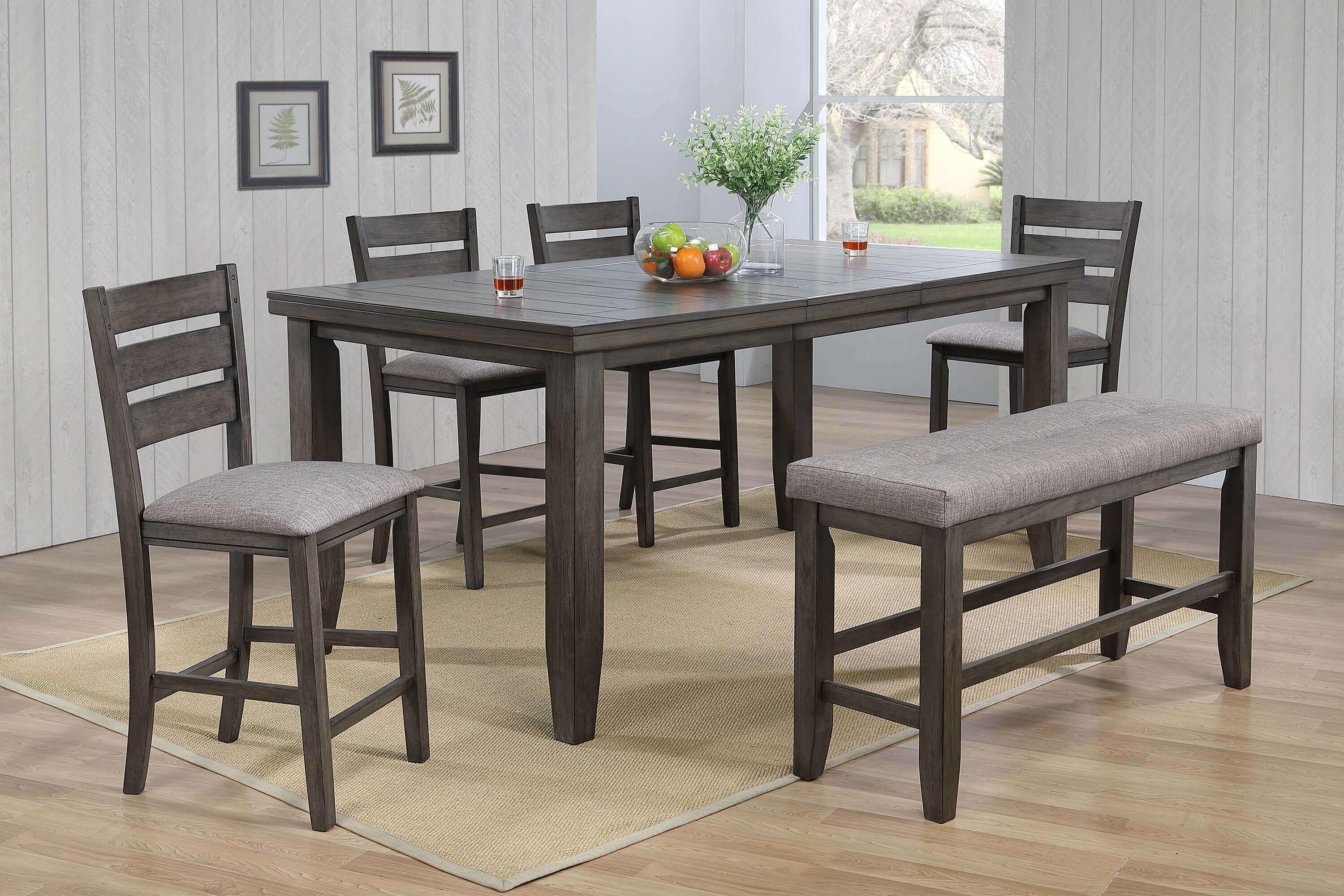

    
Dark Gray & Light Gray Counter Height Dining Set by Crown Mark Bardstown 2752GY-T-4278-6pcs
