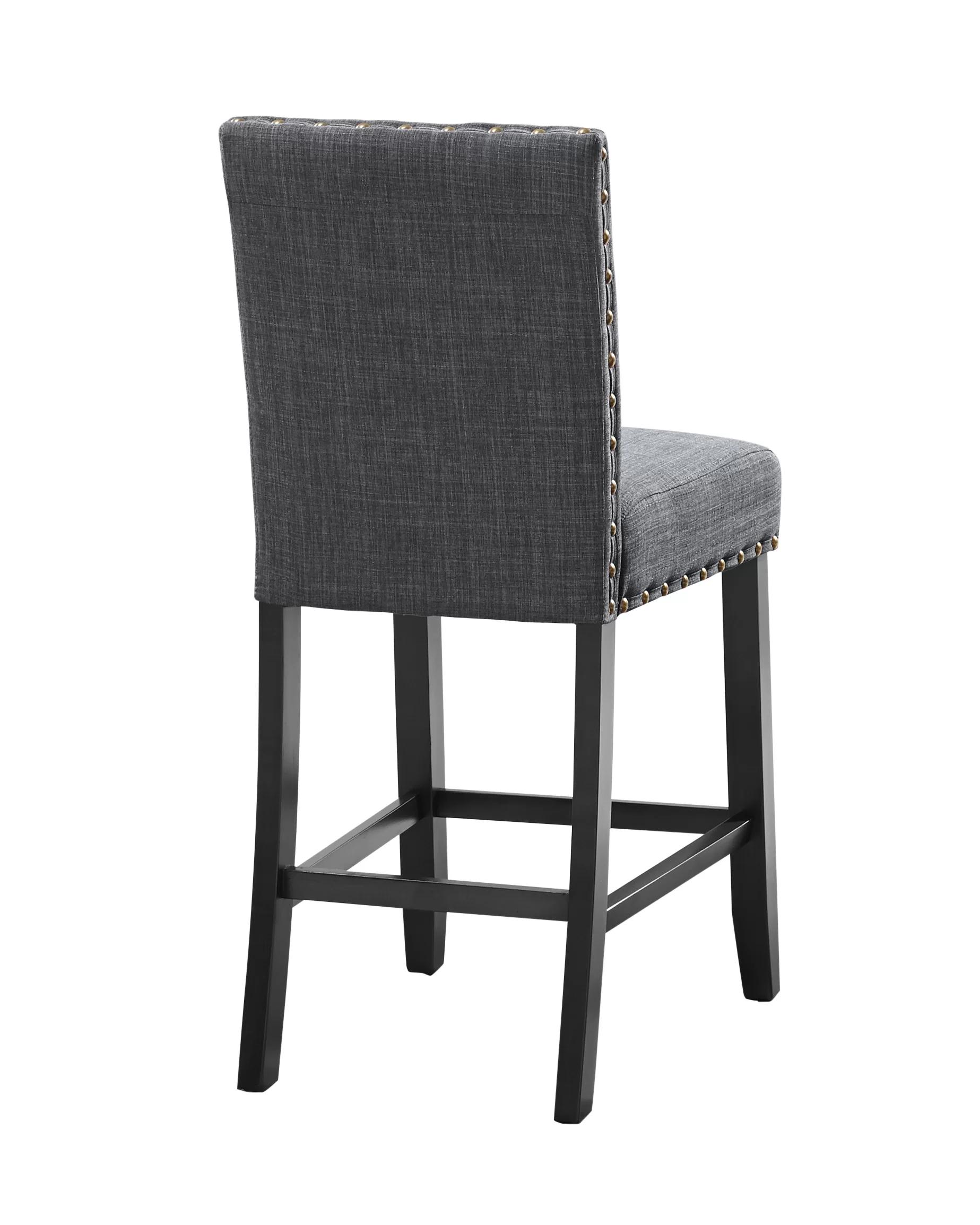 

    
Dark Gray Linen Counter Chair Set by Crown Mark Wallace 1713DGY-S-24-2pcs
