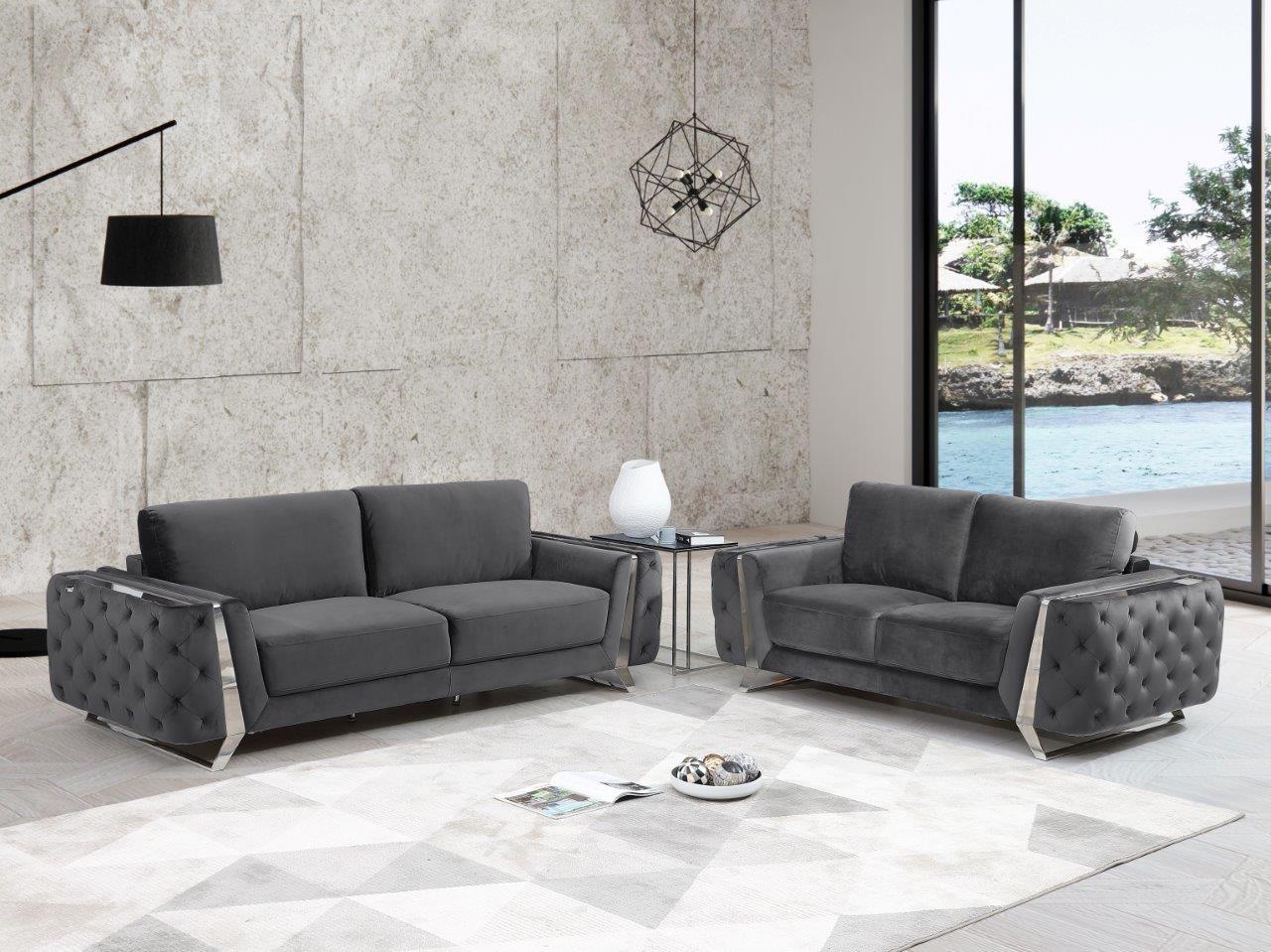 

    
 Shop  DARK GRAY Premium Fabric Sofa Contemporary 1051 Global United
