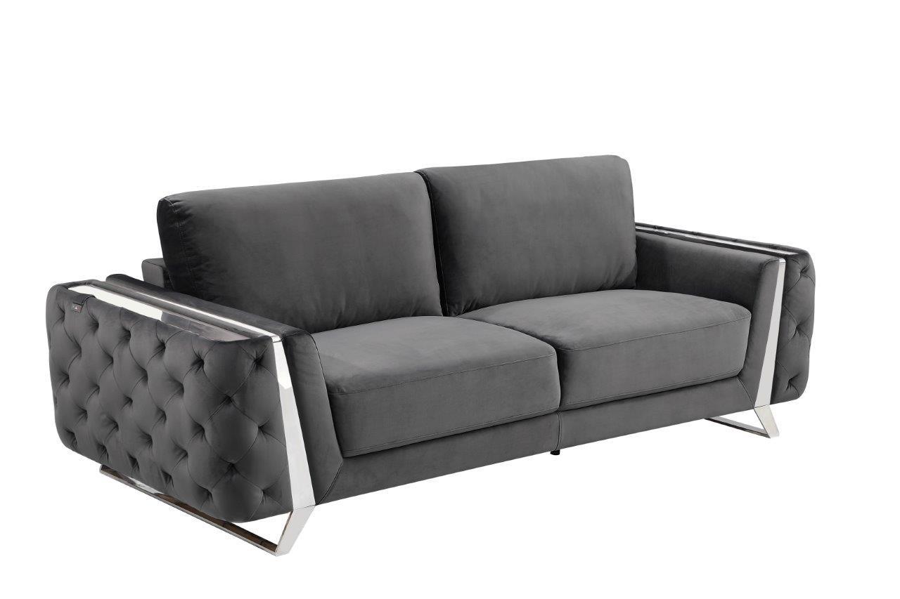 Contemporary Sofa 1051 1051-DK-GRAY-S in Dark Gray Fabric