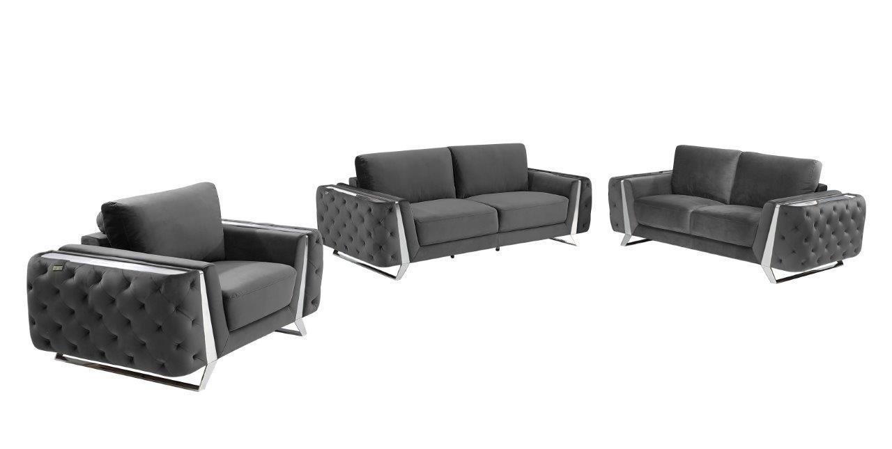 

    
DARK GRAY Premium Fabric Sofa Set 3Pcs Contemporary 1051 Global United
