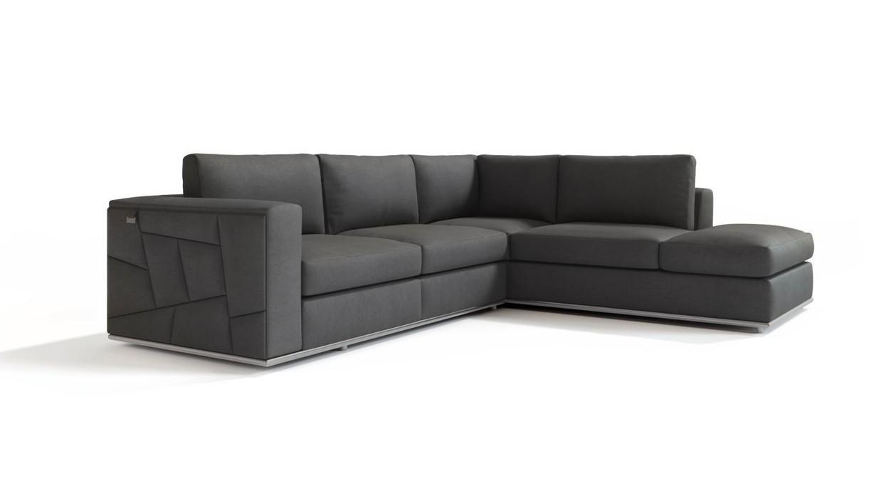 Contemporary Sectional Sofa 998 998-DK_GRAY-RAF-SECT in Dark Gray Top grain leather