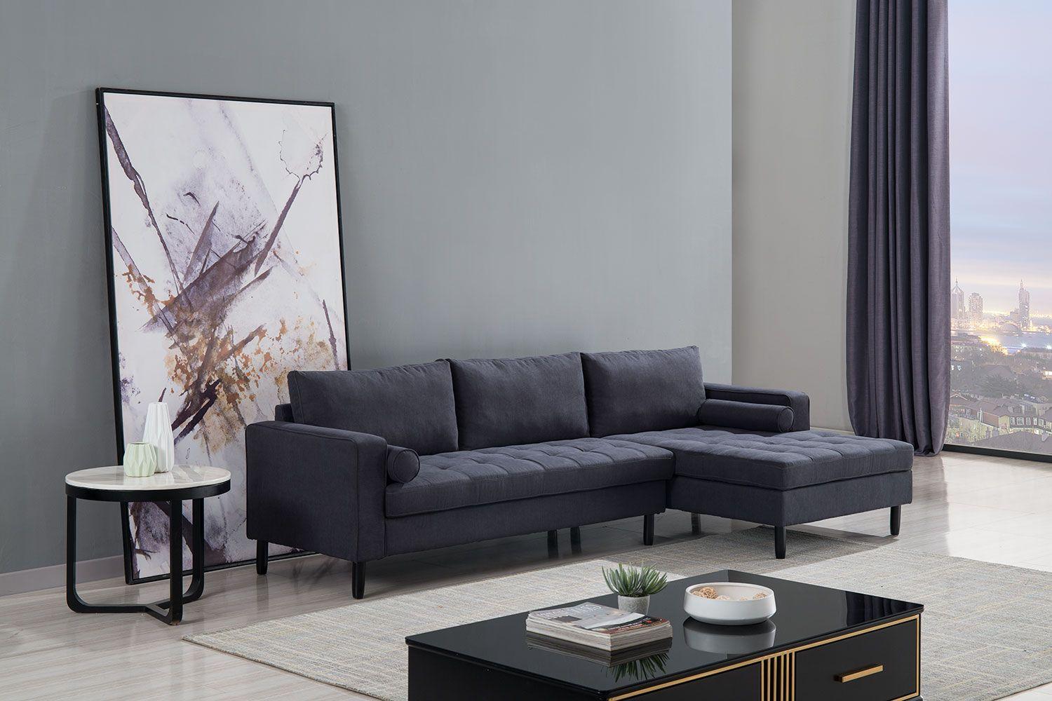 Contemporary Sectional Sofa AE-LD826L AE-LD826L in Dark Gray Fabric