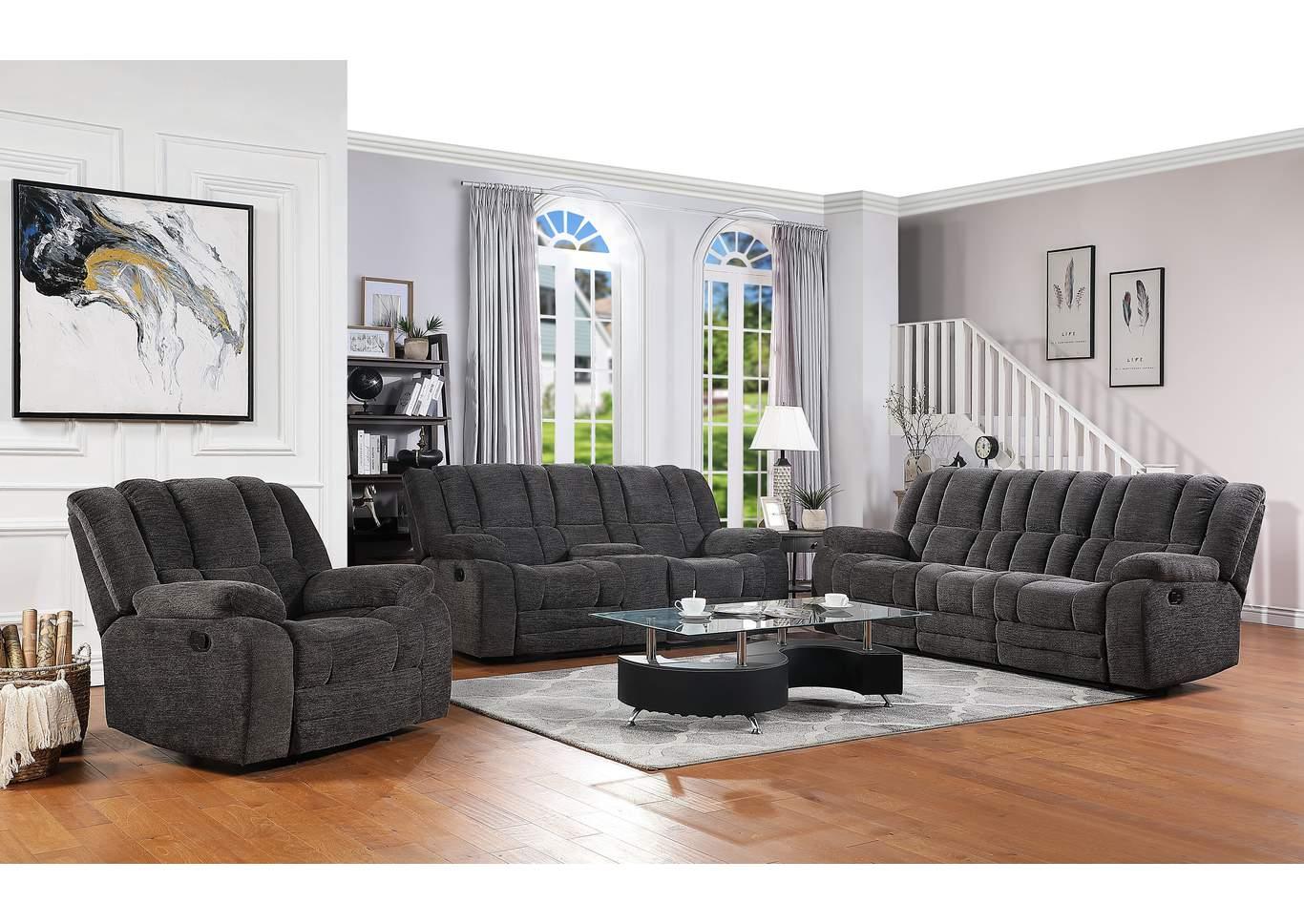

    
Dark Grey Chenille Recliner Sofa Set 2P CHICAGO Galaxy Home Contemporary Modern
