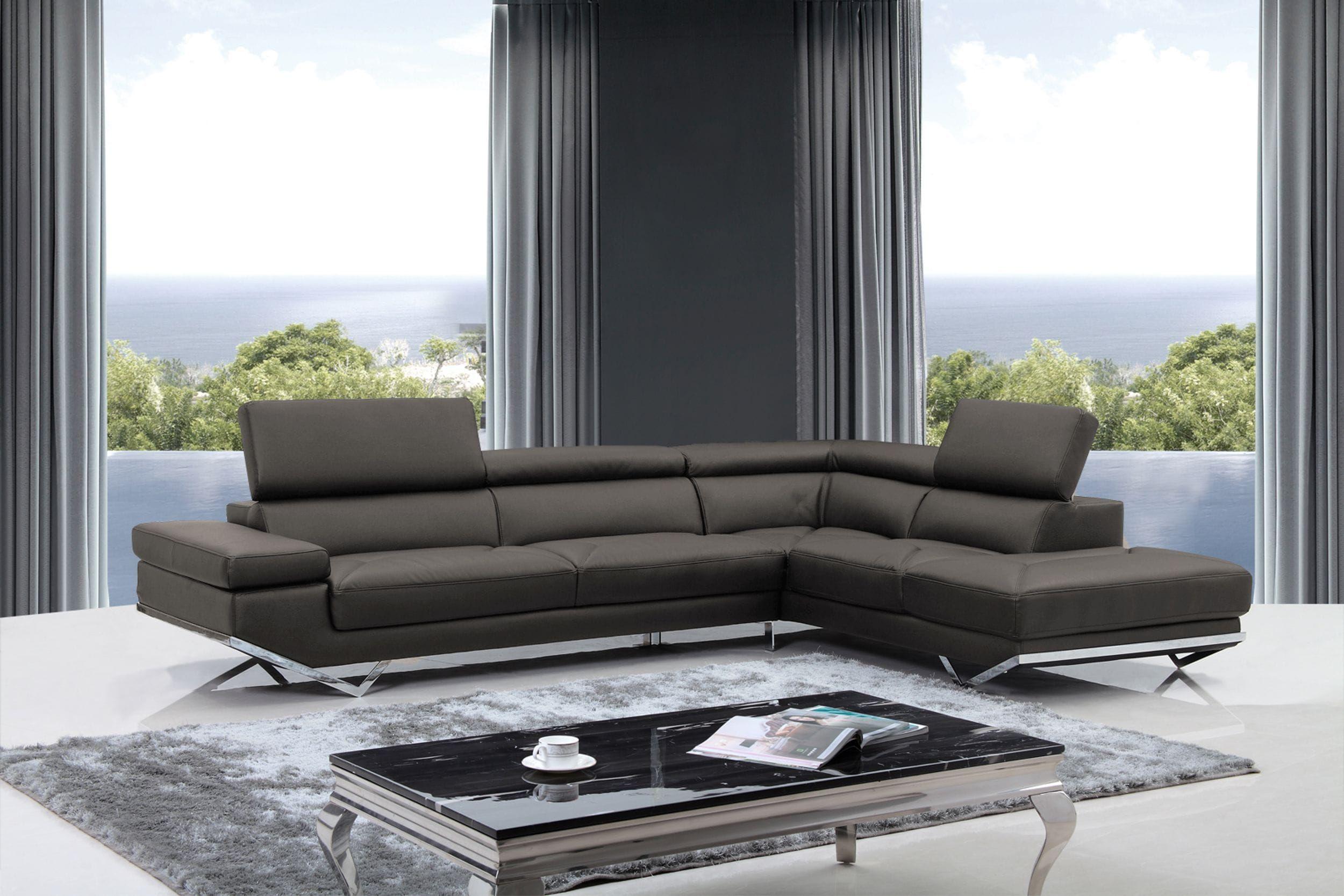 Modern Sectional Sofa Quebec VGKNK8488-SECT-DKGRY-Z in Dark Gray Eco Leather