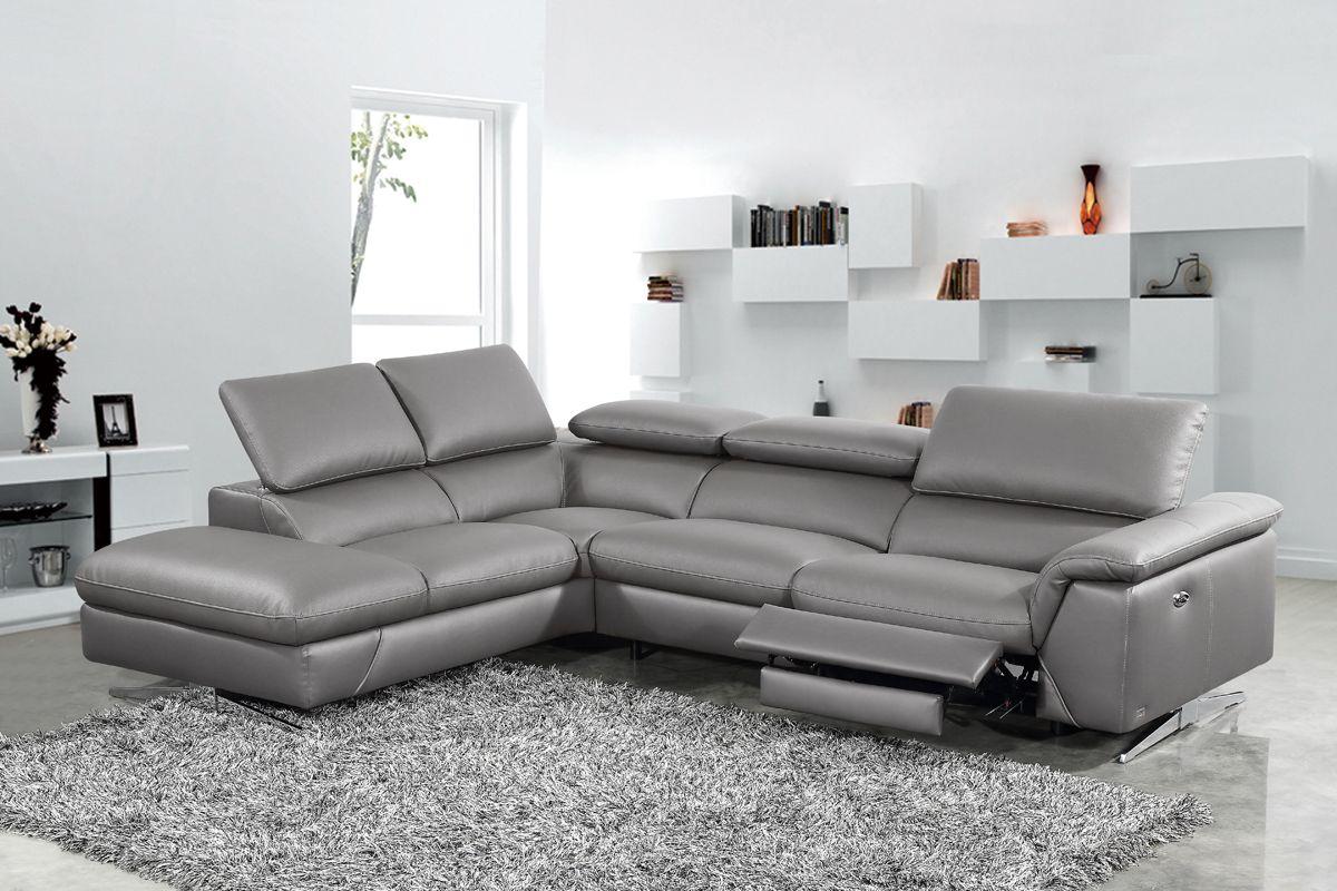 

    
Dark Grey Eco-Leather Sectional Sofa w/Recliner LEFT Divani Casa Maine Modern
