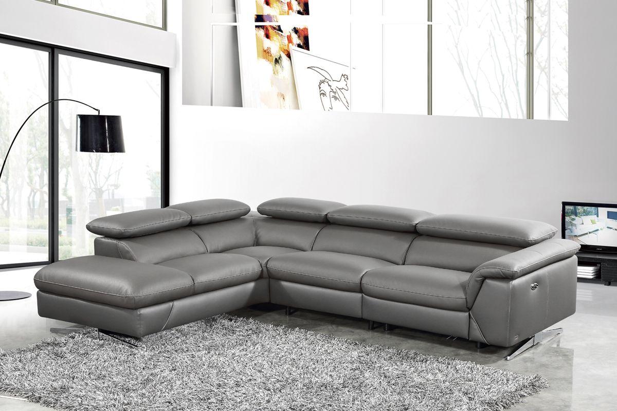 

    
Dark Grey Eco-Leather Sectional Sofa w/Recliner LEFT Divani Casa Maine Modern
