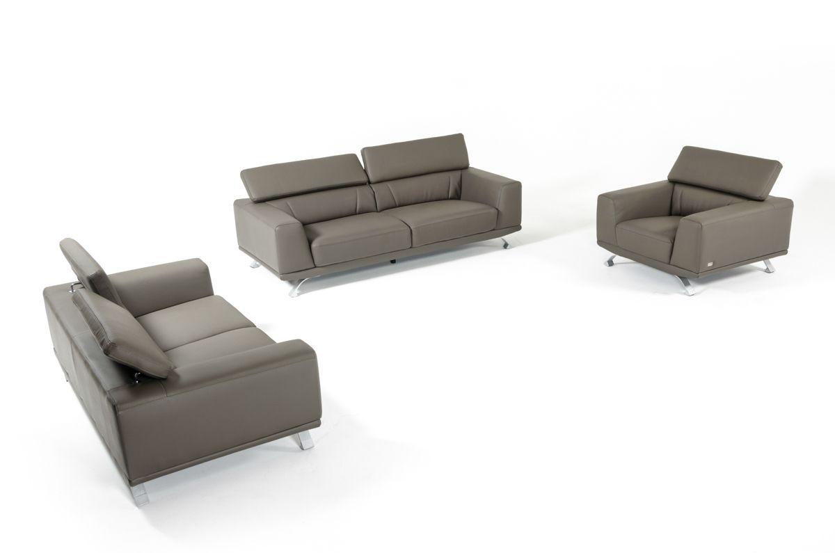 Contemporary, Modern Sofa Set VGKN8334-GRY VGKN8334-GRY in Dark Grey Eco Leather