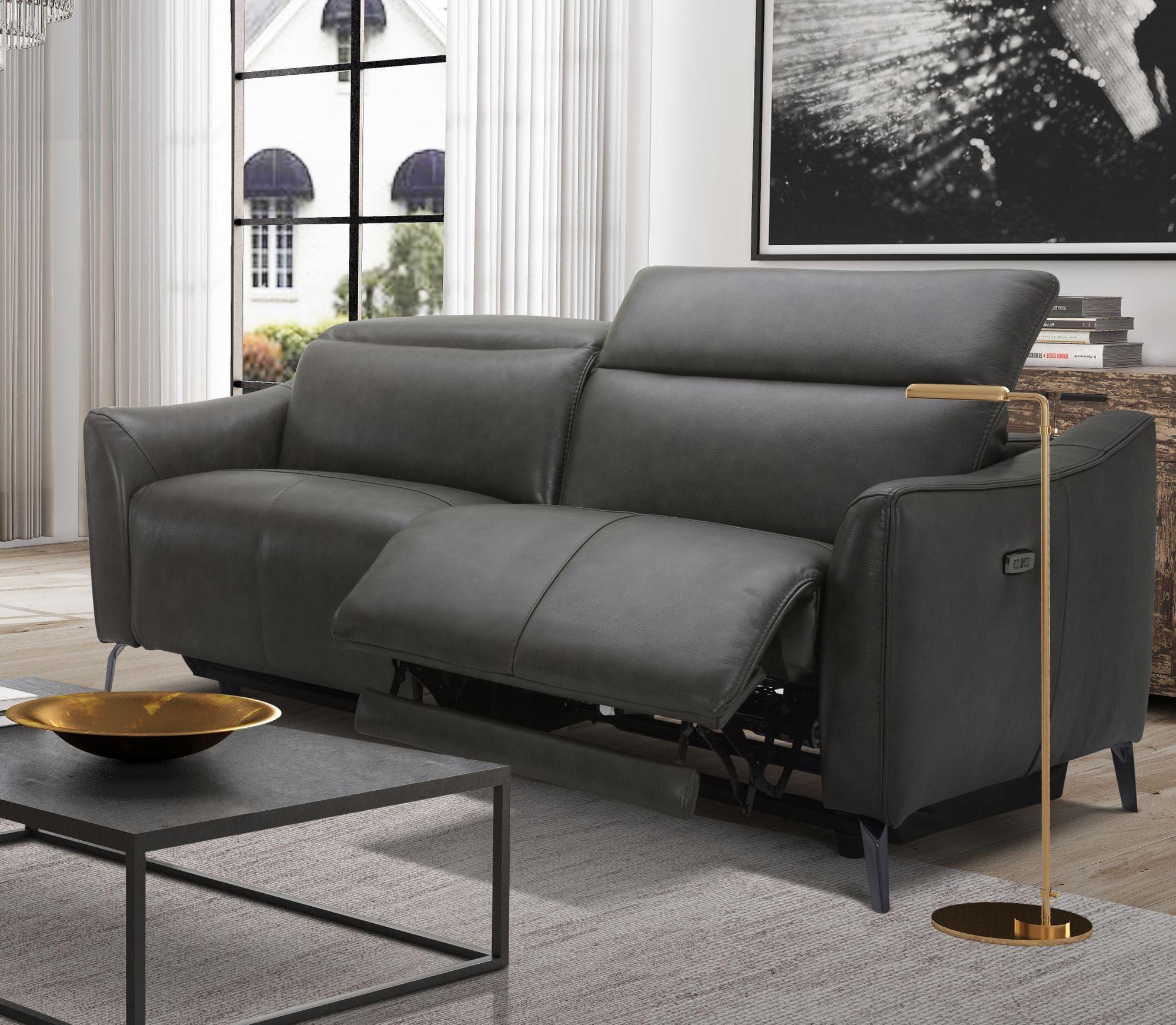 

    
Dark Grey Genuine Leather Dual El/Recliner Sofa Set 2 Divani Casa Prairie Modern
