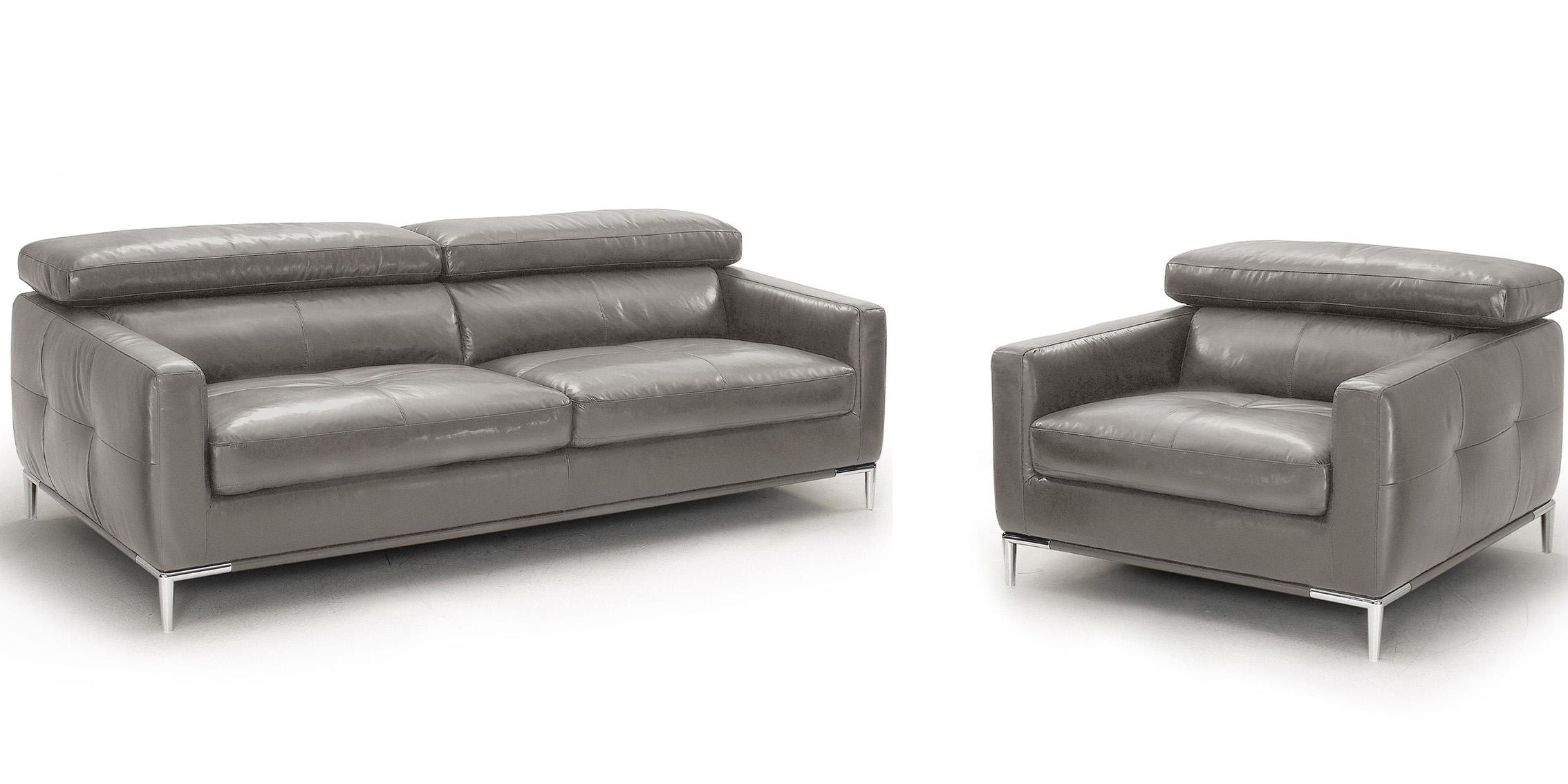 Contemporary, Modern Sofa Set VGKK1281X-DKGRY-S-Set-2 VGKK1281X-DKGRY-S-Set-2 in Dark Grey Leather