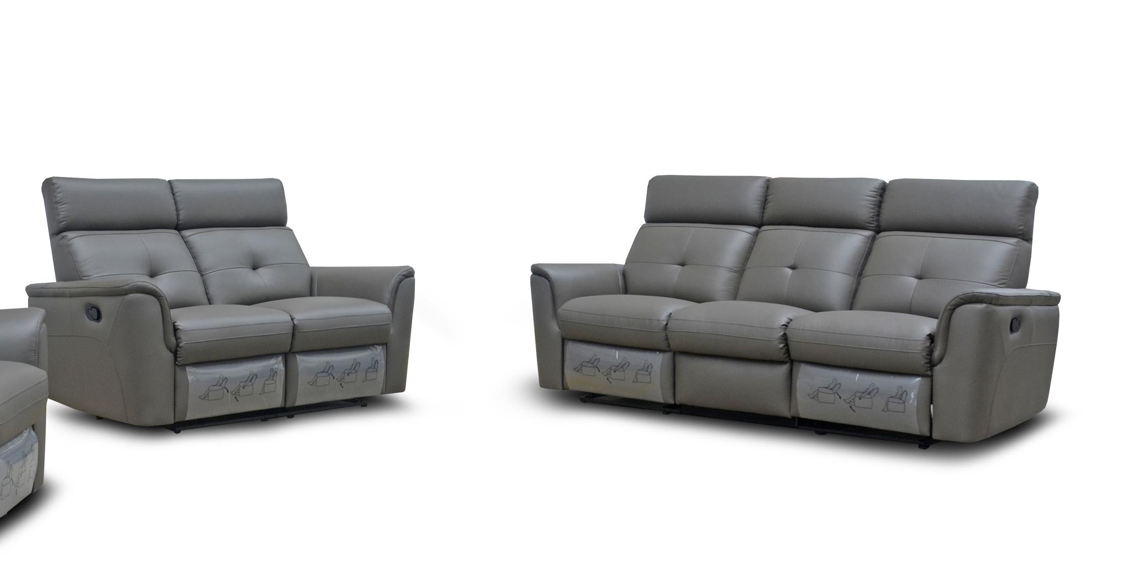 

    
Dark Grey Italian Leather Manual Recliner Sofa Set 2Pcs Contemporary ESF 8501
