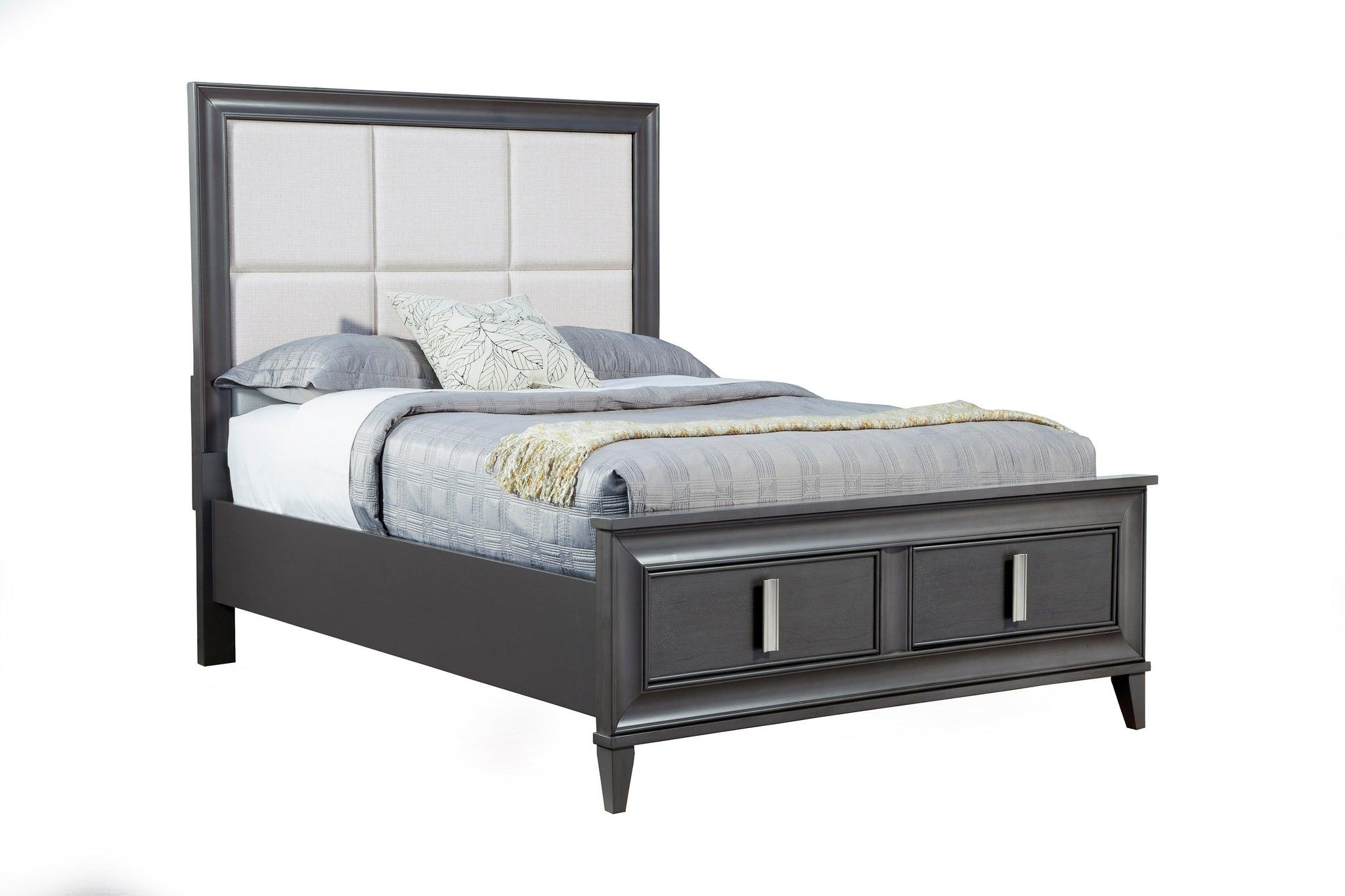Contemporary, Modern Storage Bed LORRAINE 8171-07CK in Dark Gray, Cream Fabric