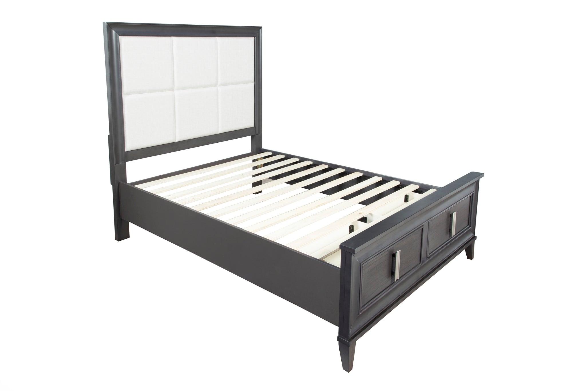 

        
Alpine Furniture LORRAINE Storage Bedroom Set Dark Gray/Cream Fabric 812702028936
