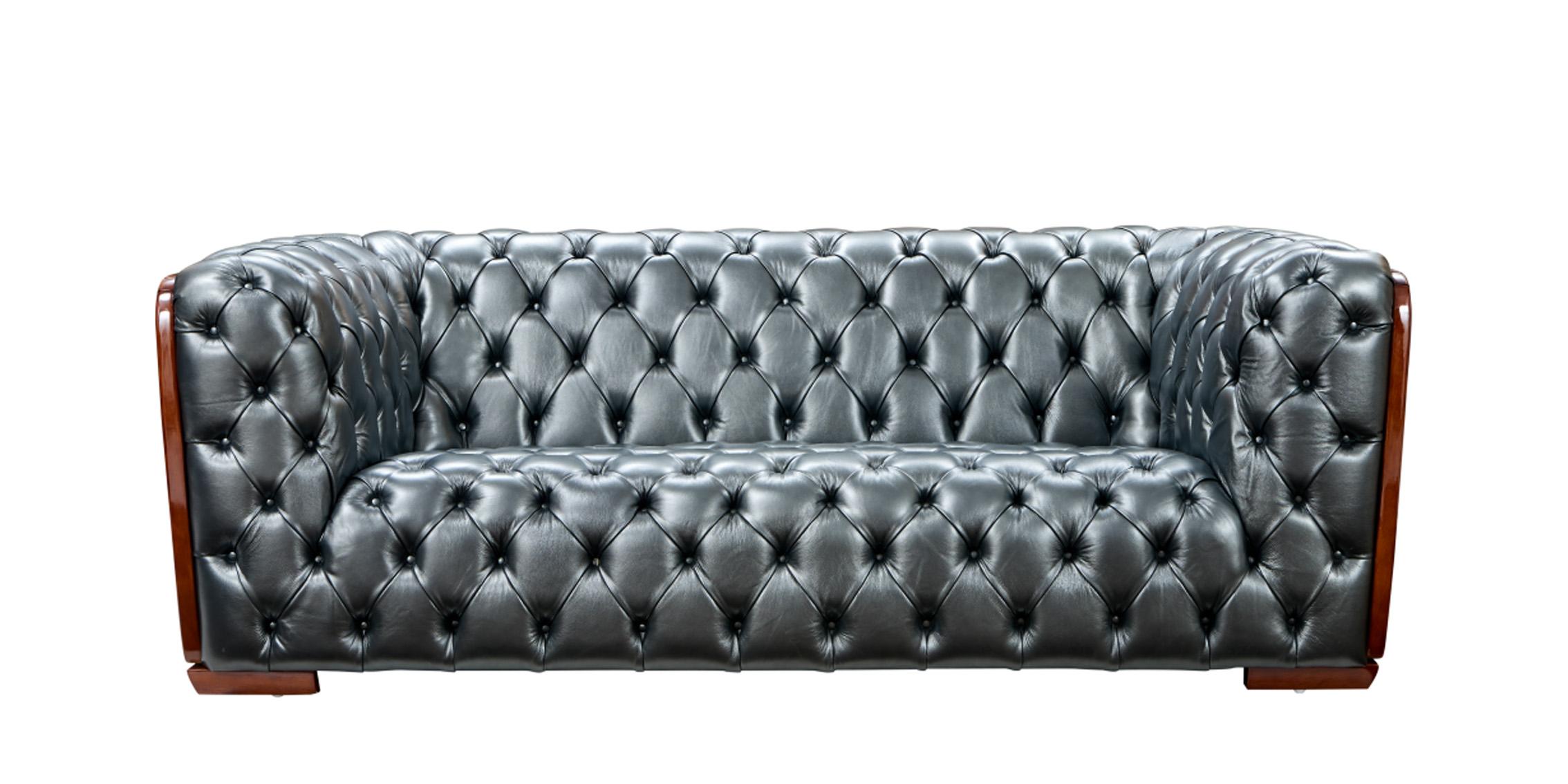 Contemporary, Modern Sofa 415 415-Sofa in Light Grey Genuine Leather