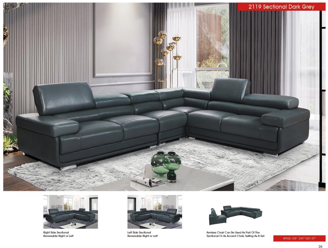 

                    
ESF 2119 Sectional Sectional Sofa Dark Grey Genuine Leather Purchase 
