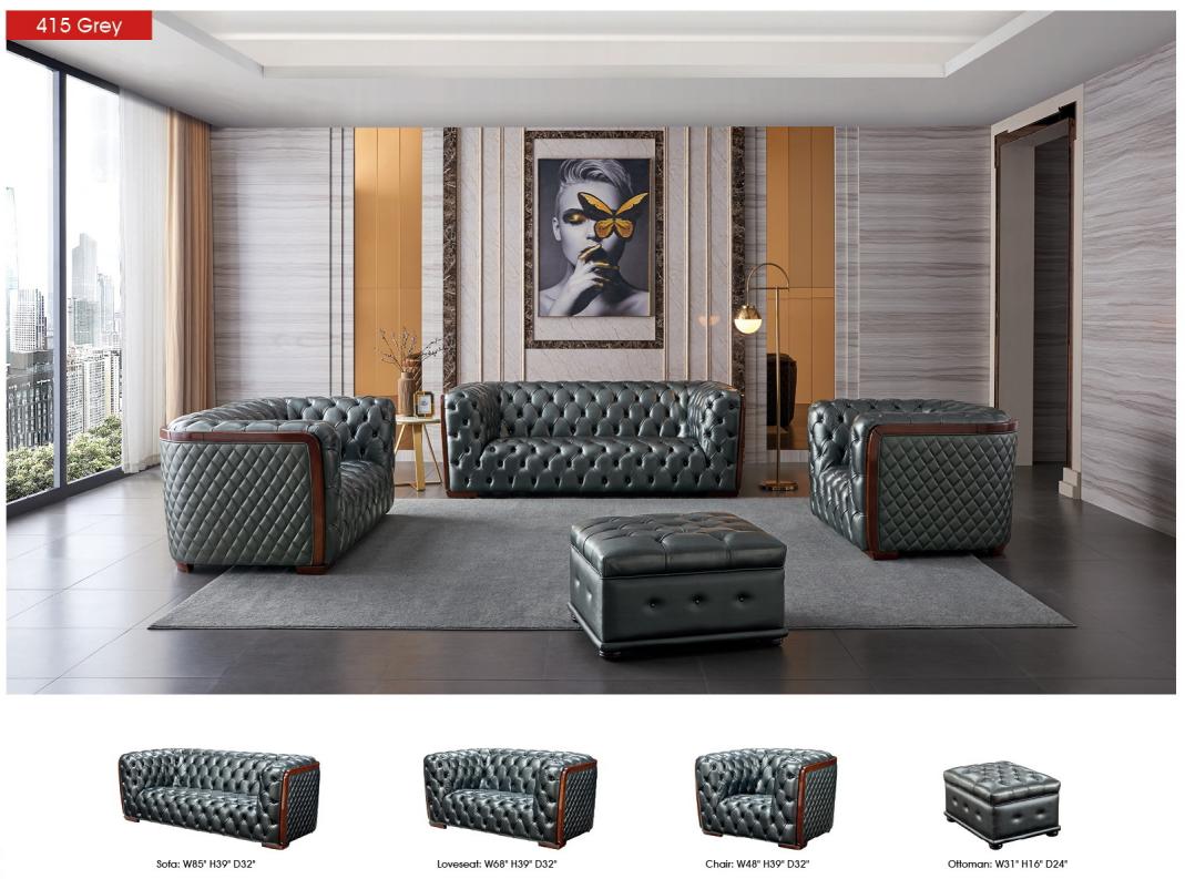 

                    
Buy Dark Grey Top-Grain Leather Tufted Sofa Set 2 Pcs Contemporary ESF 415
