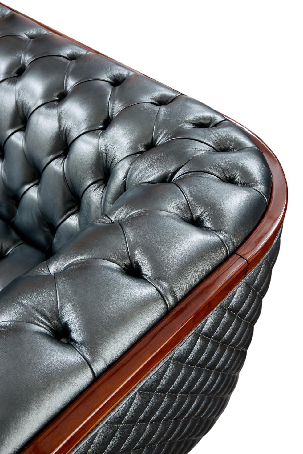 

    
Dark Grey Top-Grain Leather Tufted Sofa Set 3 Pcs Contemporary ESF 415
