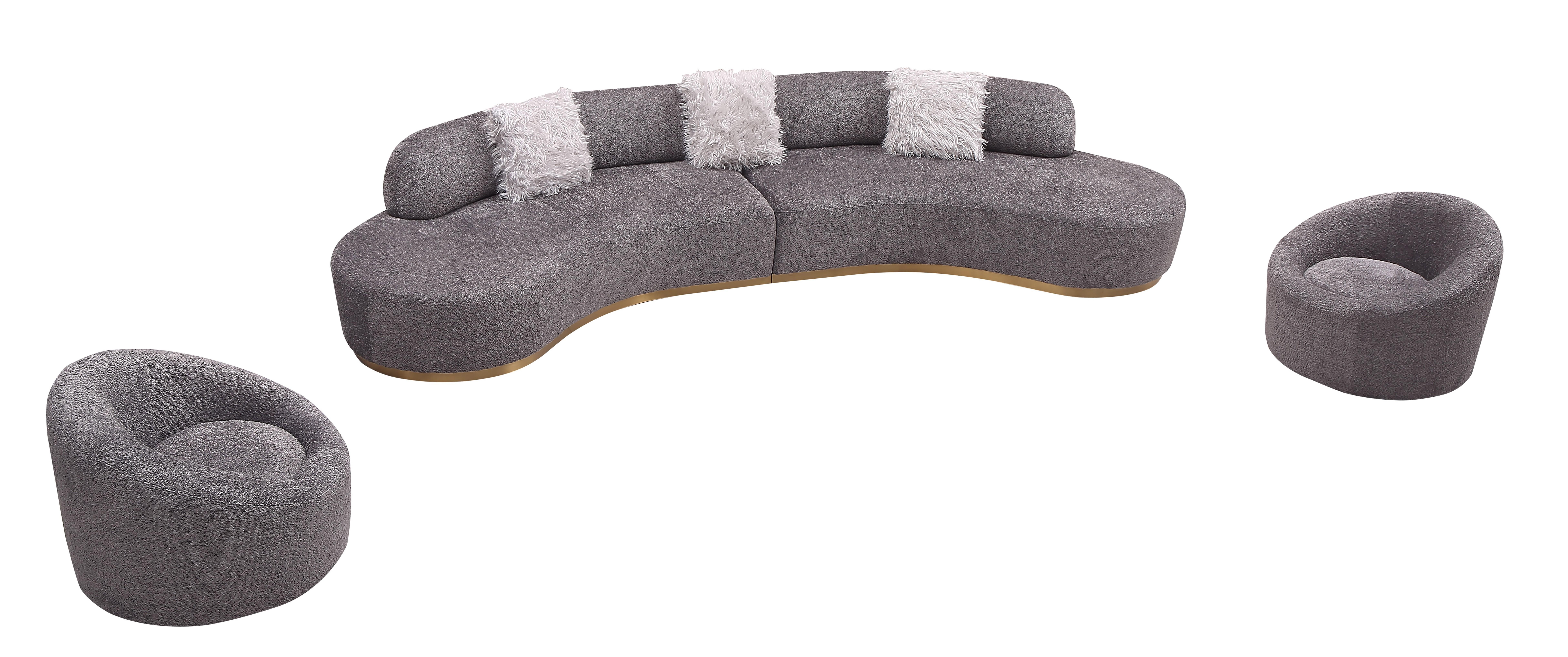 Contemporary Sofa Set Moon SKU 18632-3PC in Gray Fabric