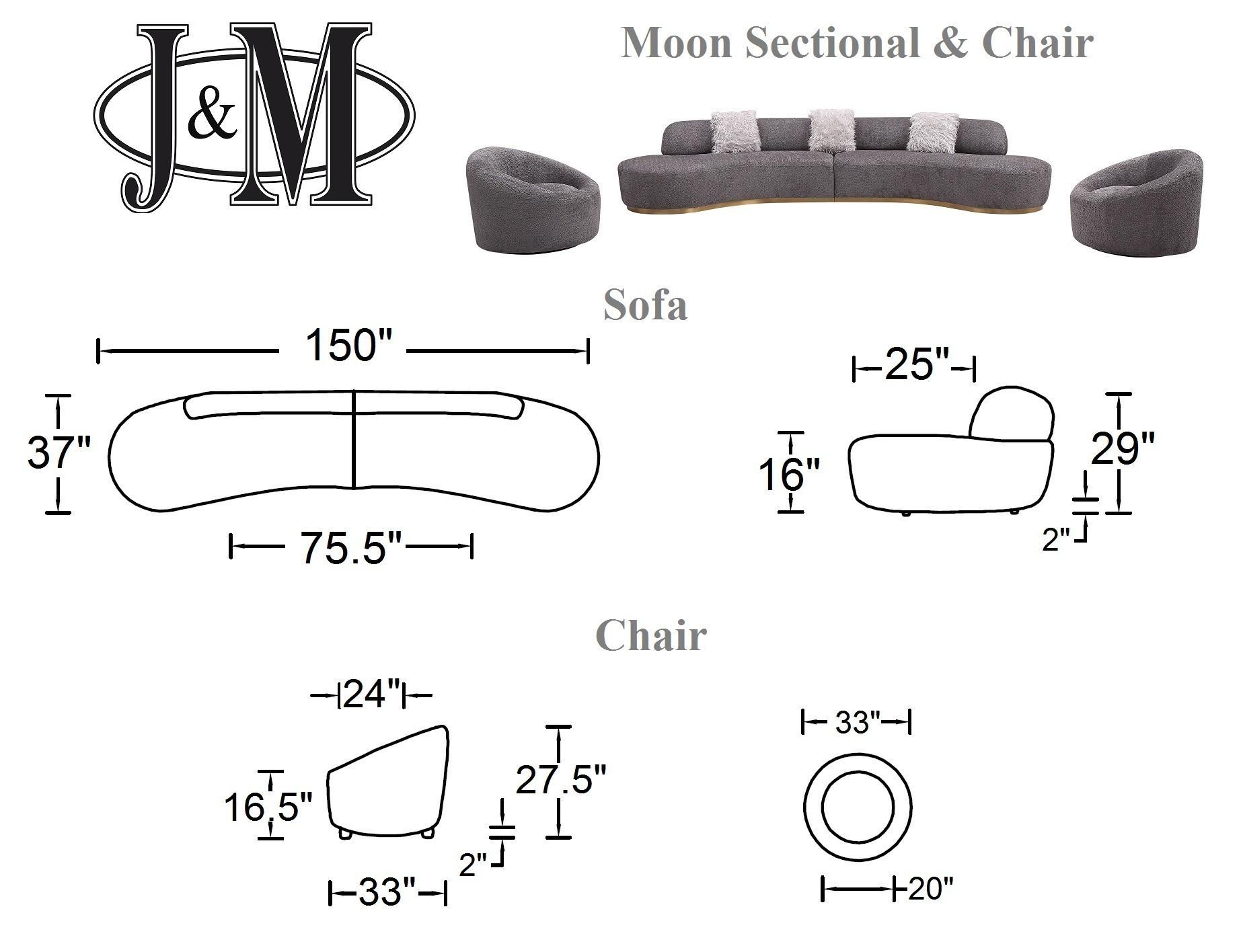 

    
 Order  Dark Grey Upholstery Sectional Sofa Set 3Pcs Contemporary J&M Moon

