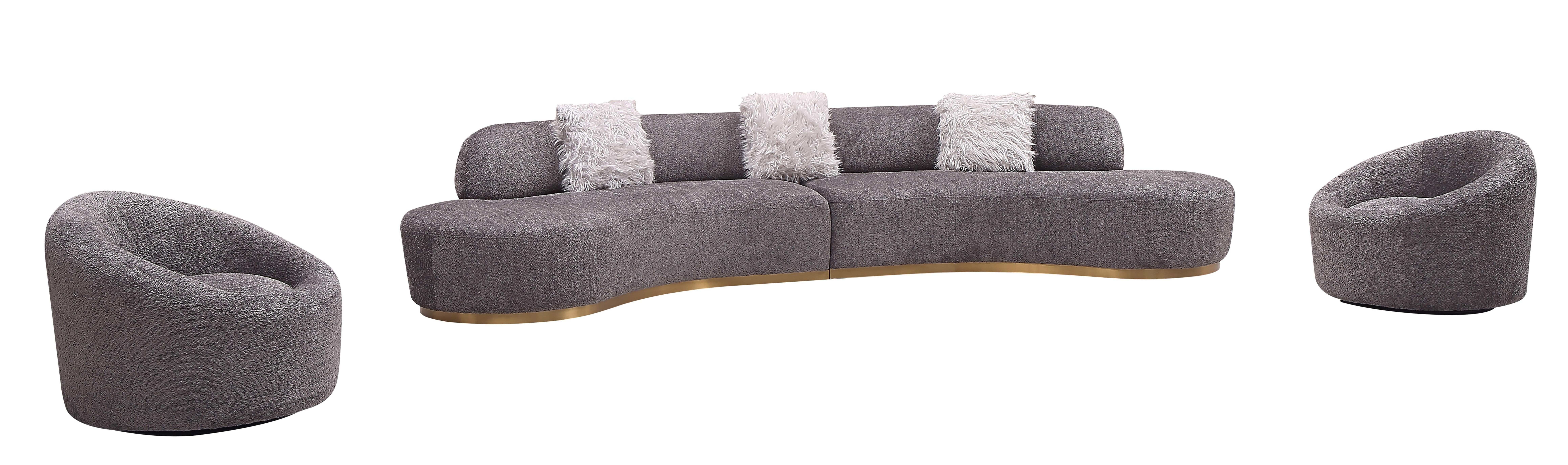 

    
Dark Grey Upholstery Sectional Sofa Set 3Pcs Contemporary J&M Moon
