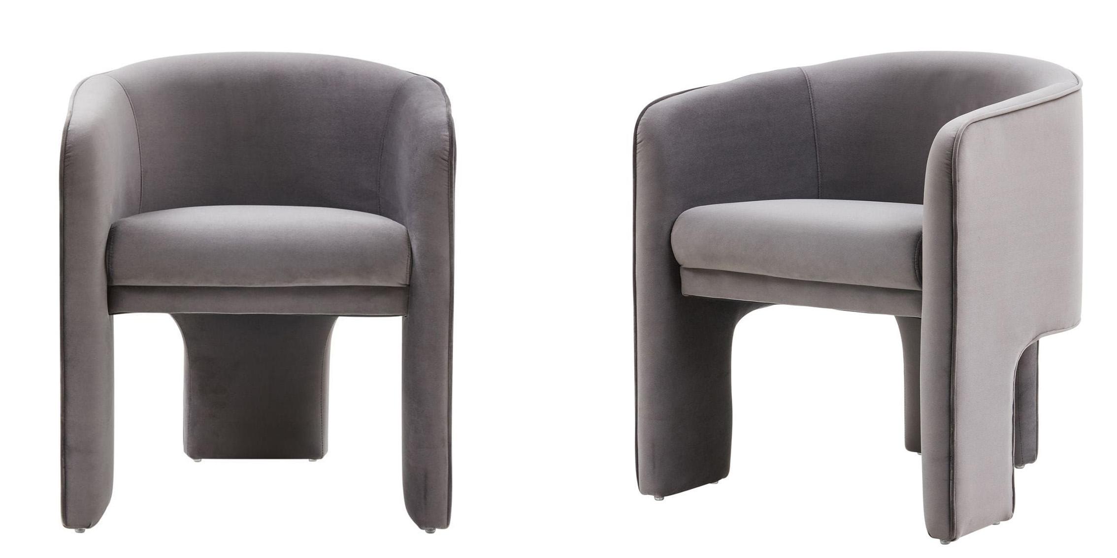 Contemporary, Modern Arm Chair Set VGRHAC-235-GRY-CH-Set-2 VGRHAC-235-GRY-CH-Set-2 in Dark Grey Fabric