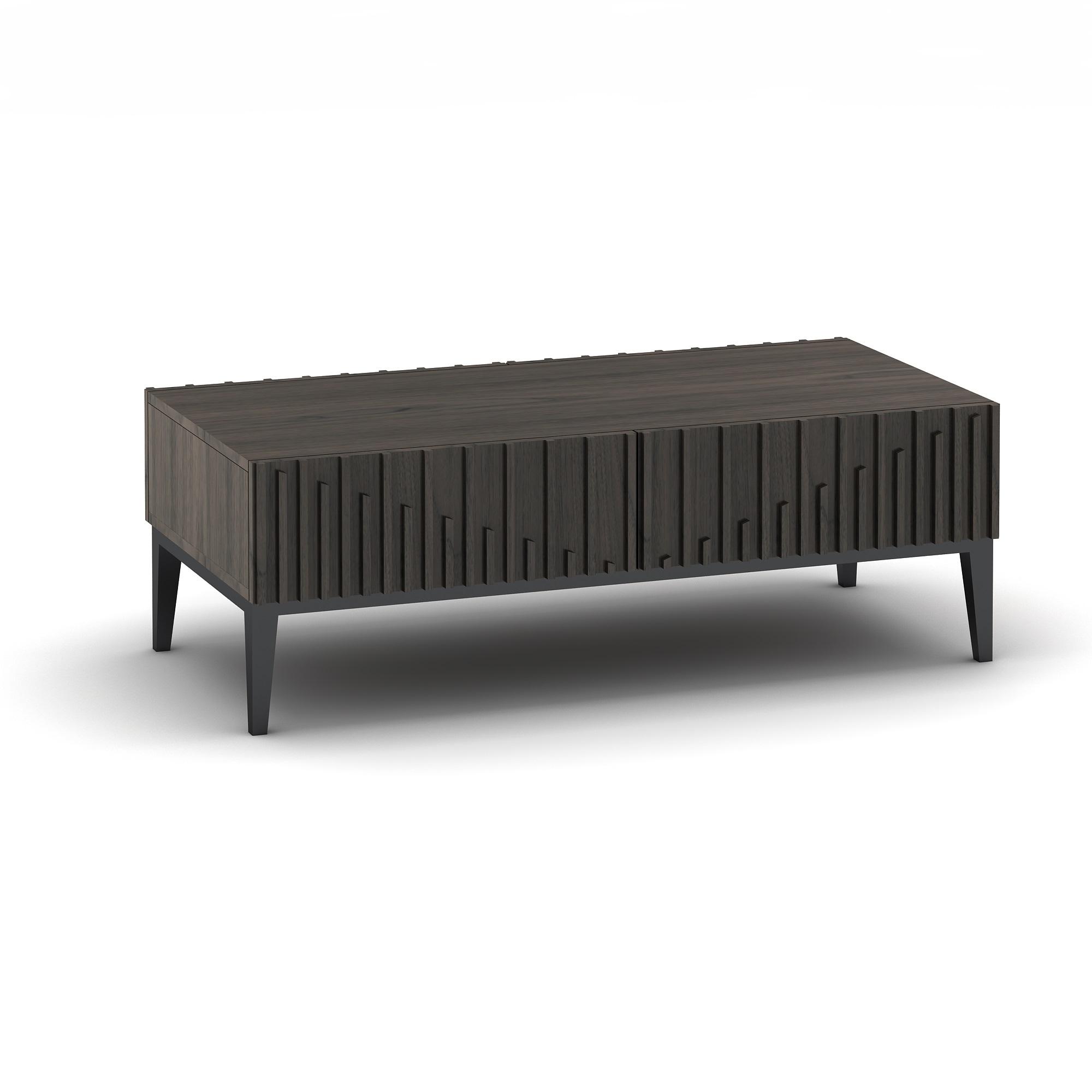 

    
Jaxon Dark Oak Finish Vertical Line Design Coffee Table w/Storage Contemporary
