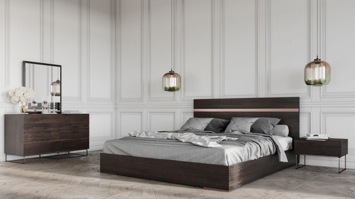 Contemporary, Modern Panel Bedroom Set Benzon VGACBENZON-SET-Q-5pcs in Walnut 