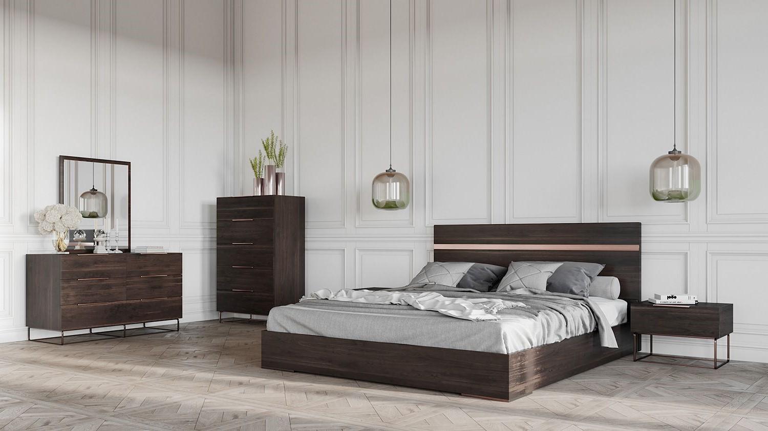 Contemporary, Modern Panel Bedroom Set Benzon VGACBENZON-SET-K-6pcs in Walnut 