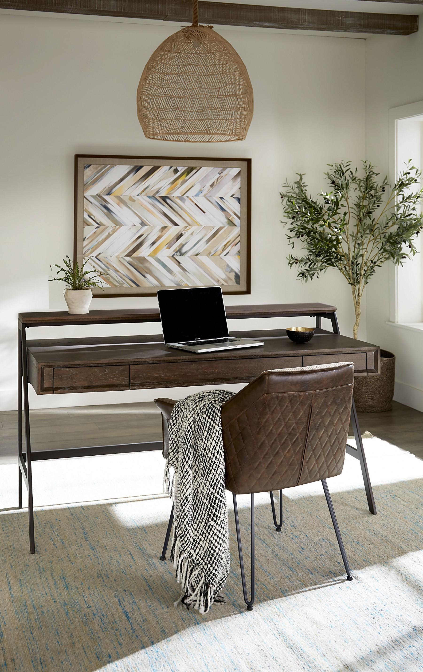 

    
Dark Oak Veneer Contemporary Secretary Writing Desk FINCH by Modus Furniture
