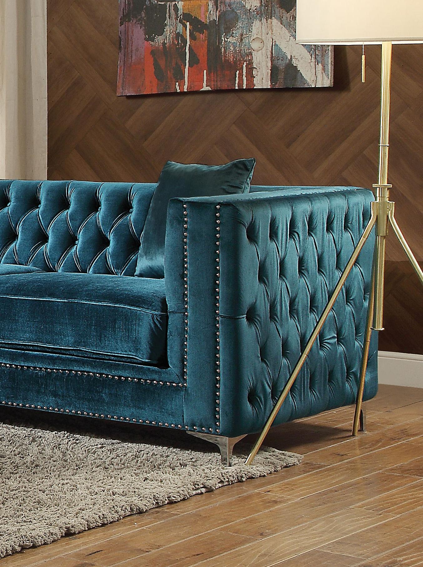 

    
Dark Teal Fabric Button Tufted Loveseat Gillian 52791 Acme Vintage Transitional
