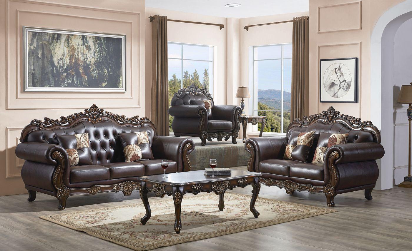 

                    
McFerran Furniture SF2268 Sofa and Loveseat Set Dark Brown Bonded Leather Purchase 
