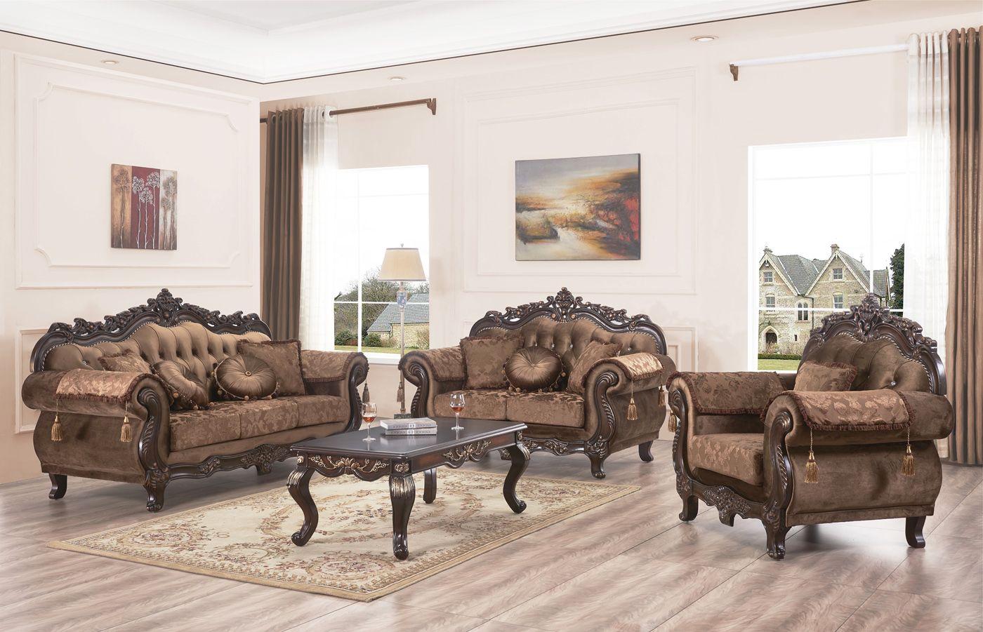 

                    
McFerran Furniture SF2267 Sofa and Loveseat Set Brown Velvet Purchase 
