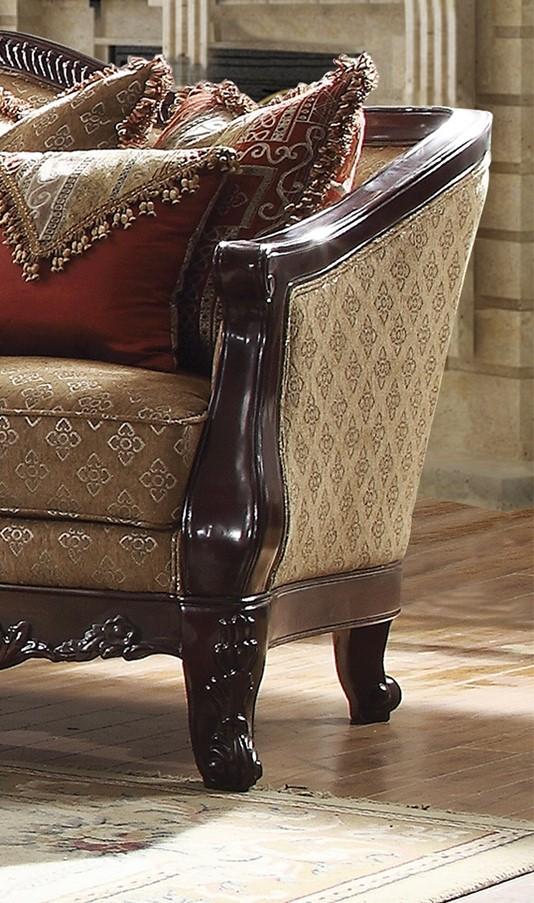 

    
Dark Walnut Sofa Carved Wood Traditional Homey Design HD-2655
