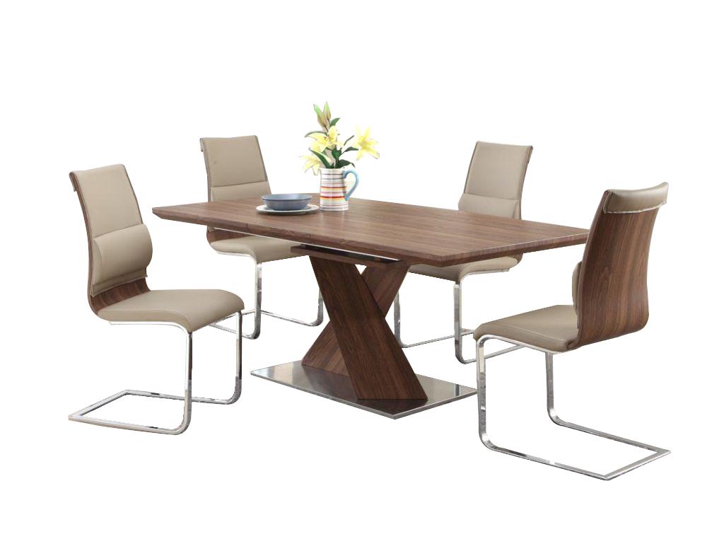 Contemporary Dining Sets Bethany BETHANY-5PC in Brown, Beige Eco Leather