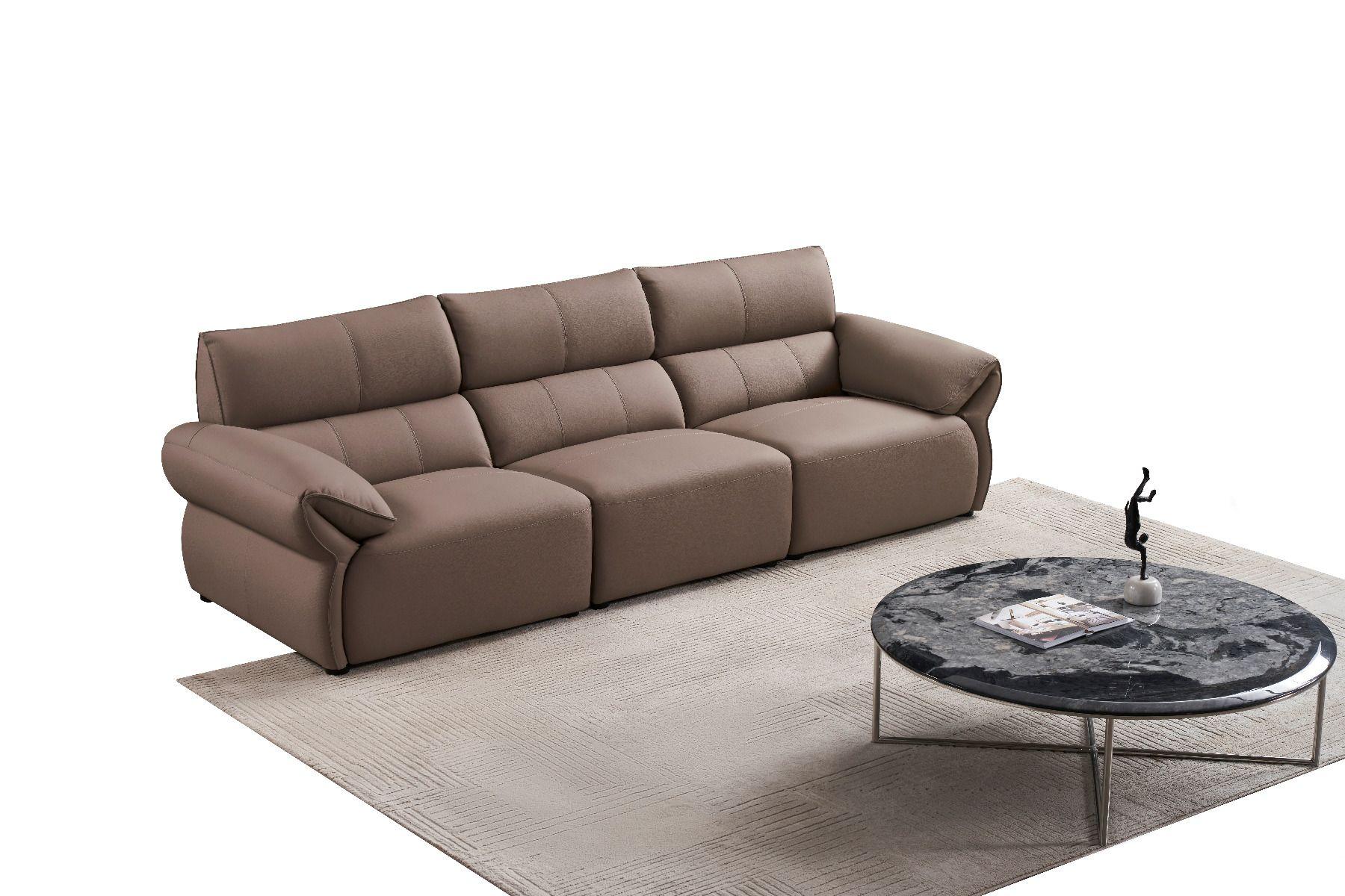 Contemporary Extra Long Sofa EK-D833-DT-4S EK-D833-DT-4S in Dark Tan Leather
