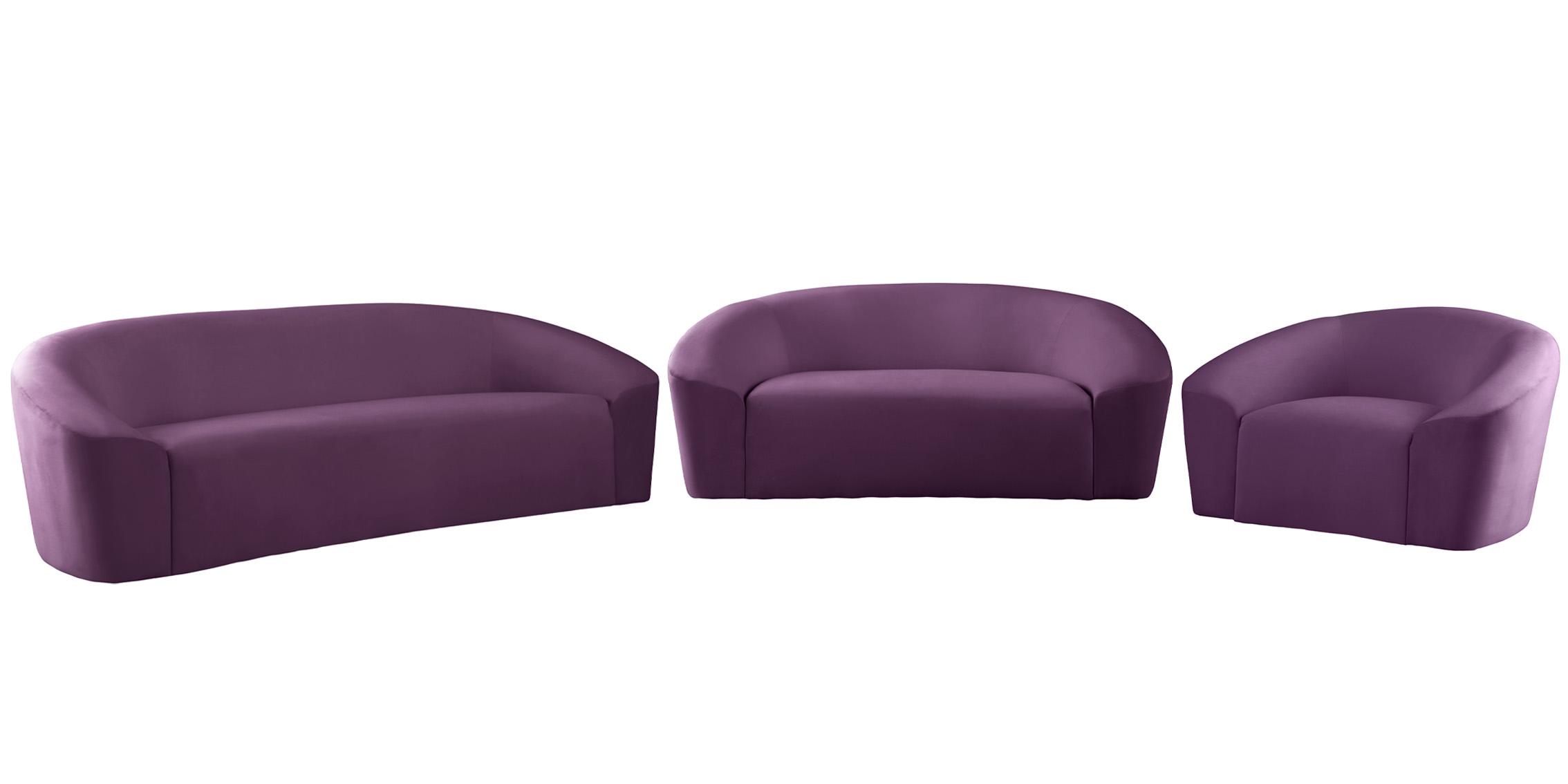Contemporary, Modern Sofa Set RILEY 610Purple-S-Set-3 610Purple-S-Set-3 in Purple Velvet