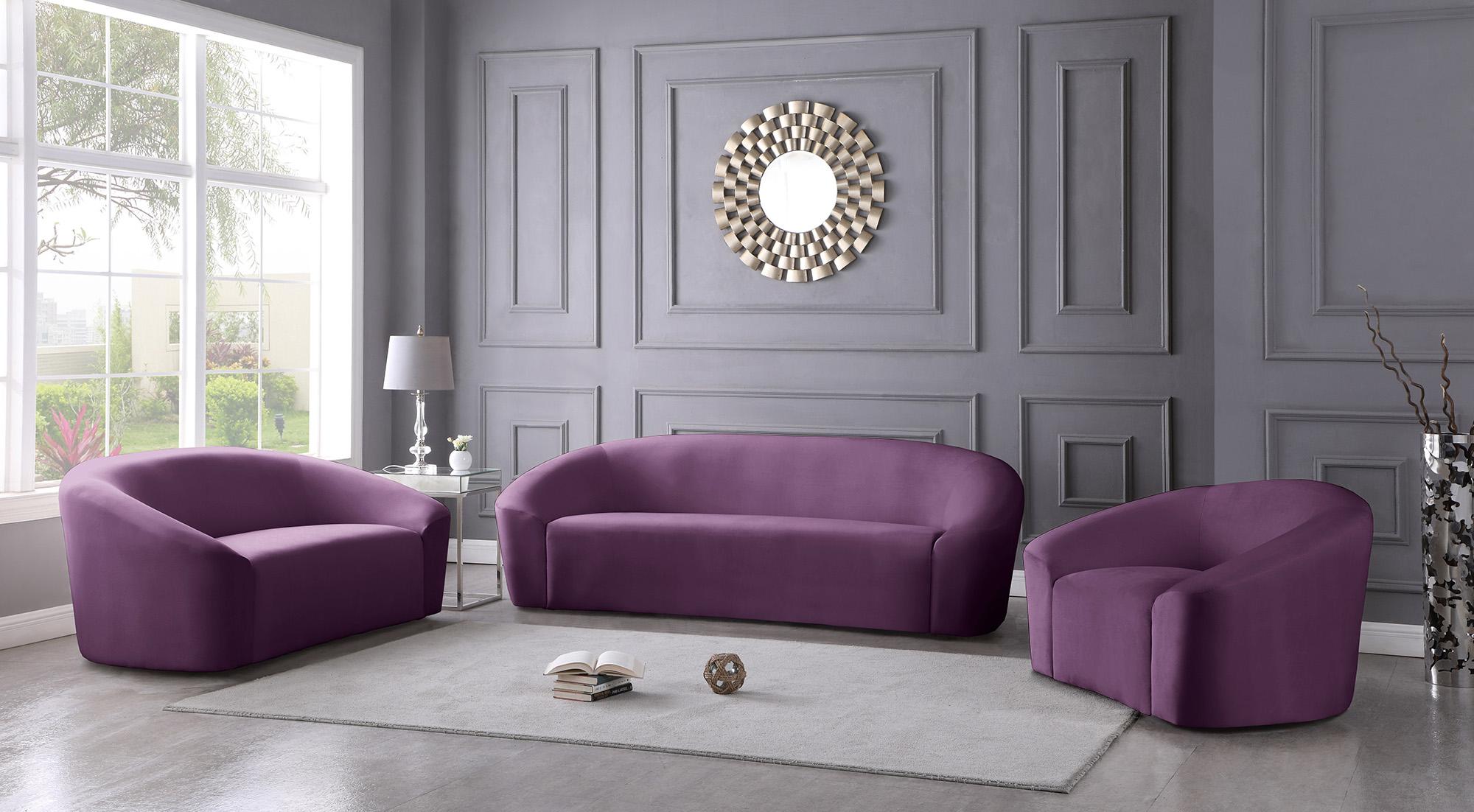 

    
 Shop  Deep Purple Velvet Sofa Set 3Pcs RILEY 610Purple-S Meridian Modern Contemporary
