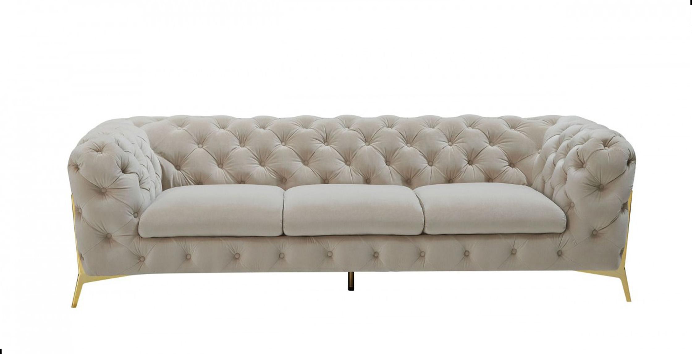 

    
Deluxe Beige Velvet Tufted Sofa VIG Divani Casa Sheila Contemporary Modern

