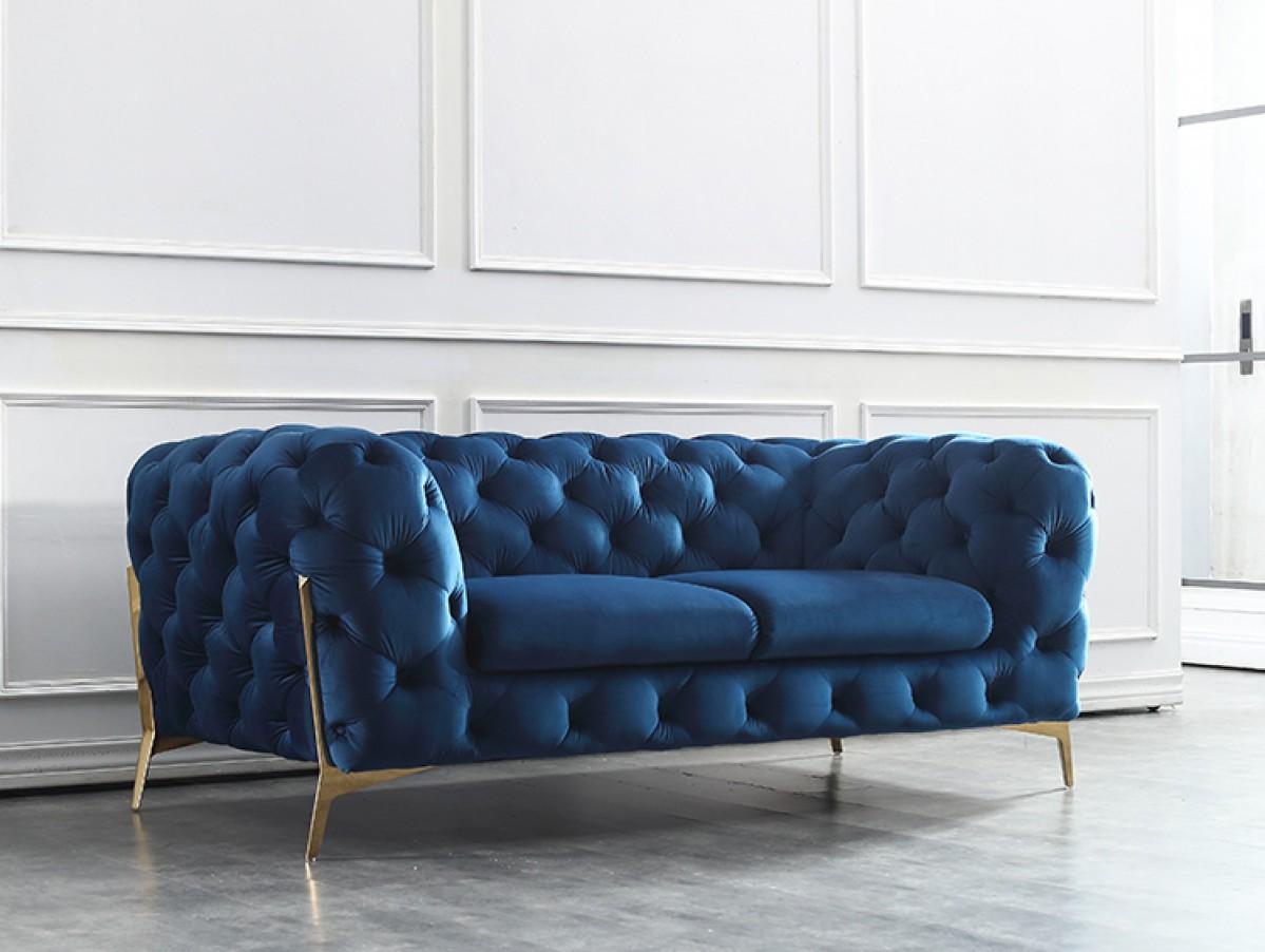 

                    
VIG Furniture Sheila Sofa Loveseat and Chair Dark Blue Velour Purchase 

