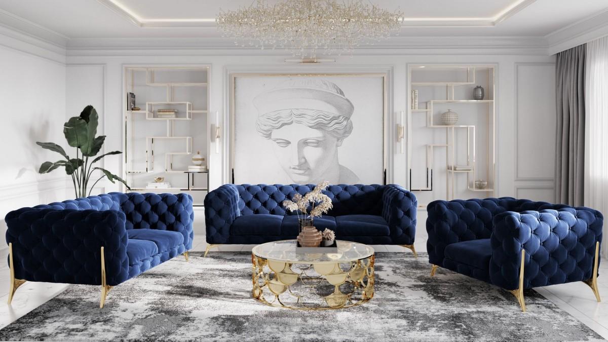 

    
Deluxe Dark Blue Velvet Tufted Sofa Set 3 Contemporary VIG Divani Casa Sheila
