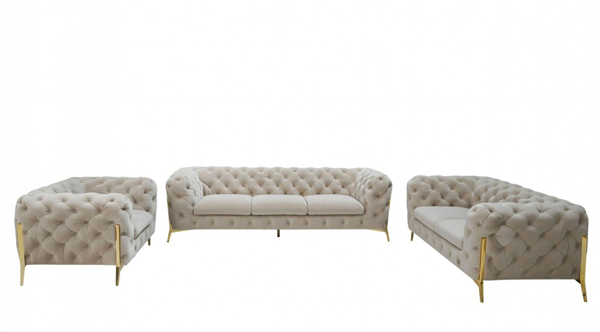 

    
Deluxe Beige Velvet Tufted Sofa Set 3 VIG Divani Casa Sheila Contemporary Modern
