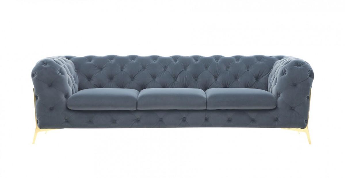 Contemporary, Modern Sofa 78158 VGCA1346-DKGRY-A-S in Dark Grey Velour