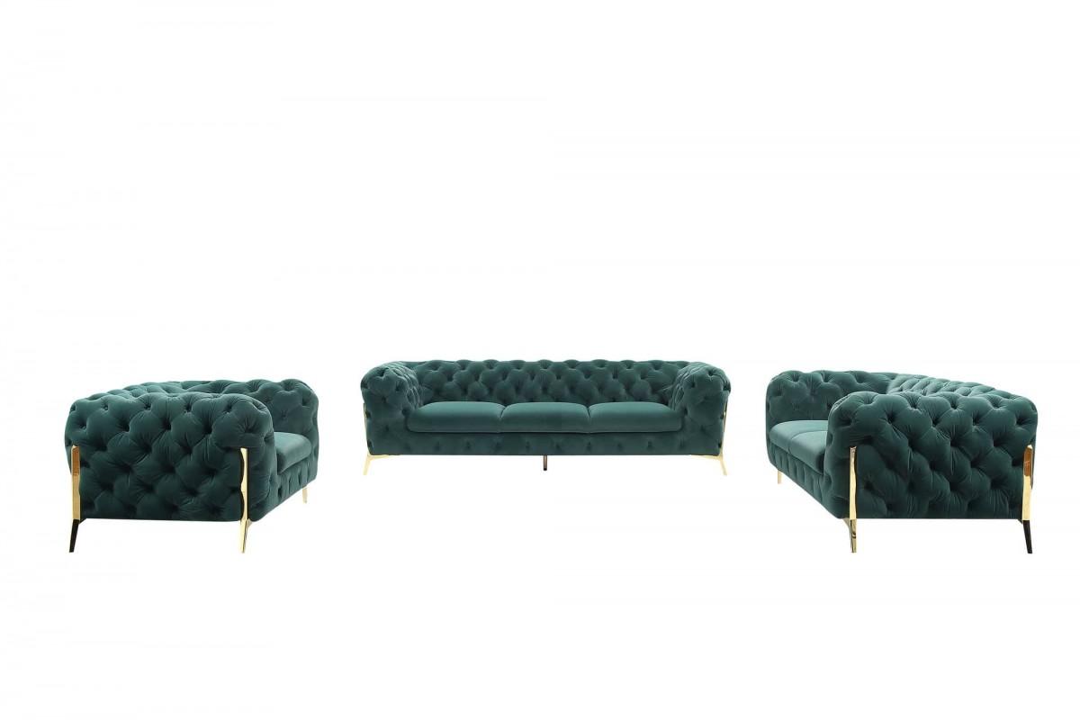 

    
 Shop  Deluxe Emerald Velvet Tufted Sofa Set 3 VIG Divani Casa Sheila Contemporary
