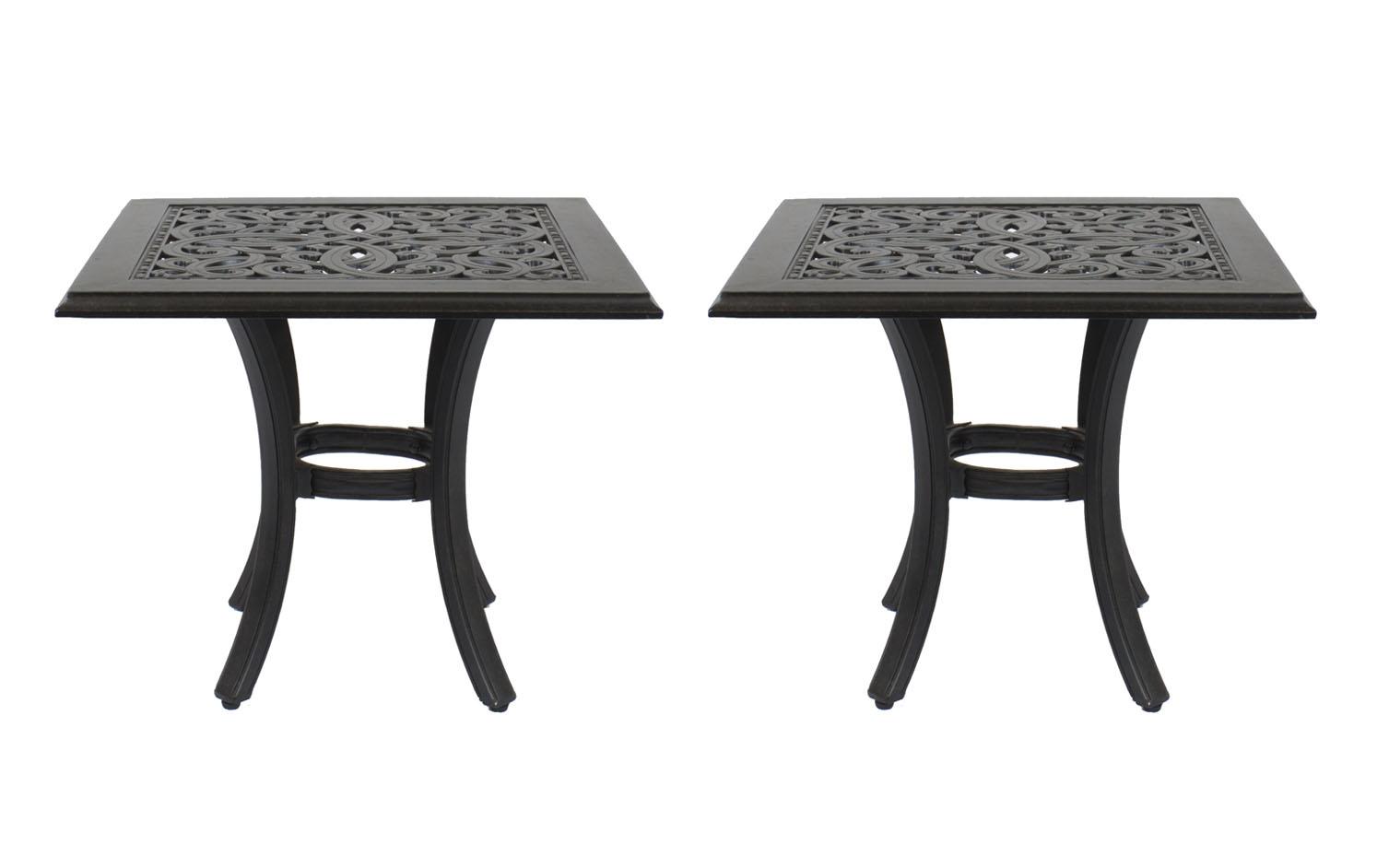 Contemporary Patio Accent Table Designer SQATDR24-Set-2 in Bronze Aluminium