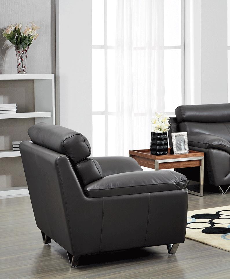 

    
Top-Grain Leather Dark Gray Deziree Chair Contemporary Modern
