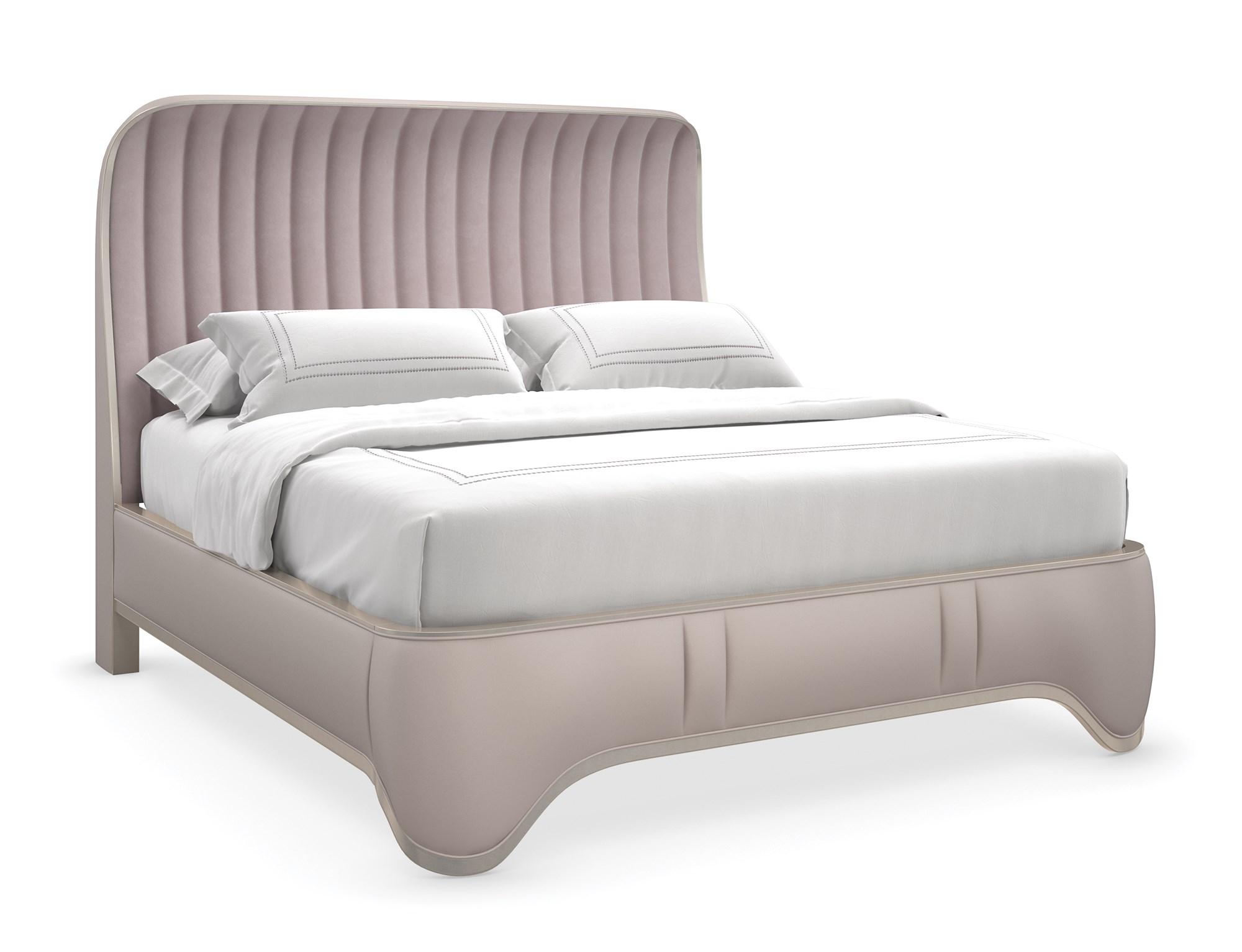 Contemporary Platform Bed THE OXFORD UPH QUEEN BED C103-422-101 in Metallic Fabric