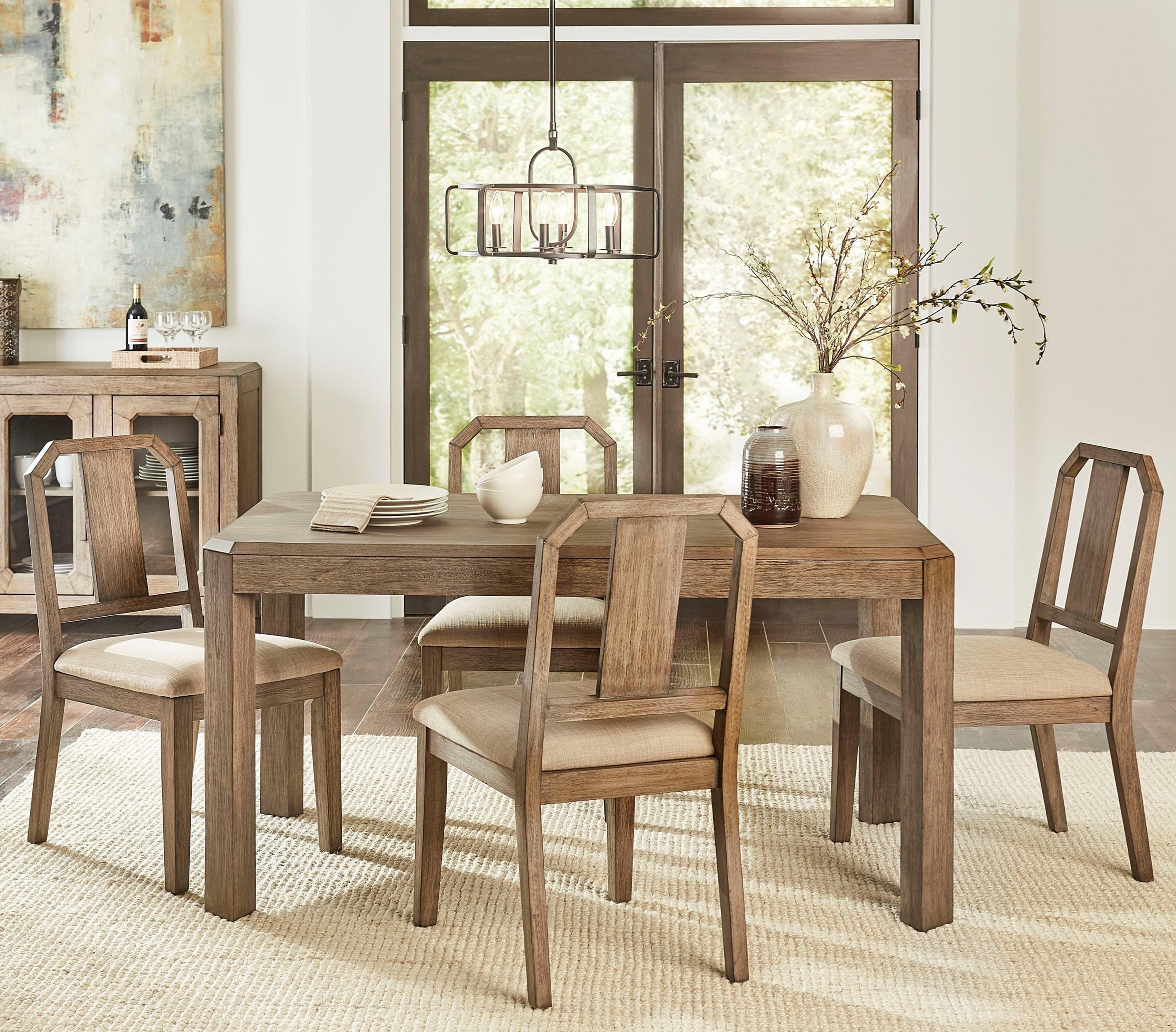 Transitional Dining Sets ACADIA GHCL60-5PC in Toffee, Beige Fabric