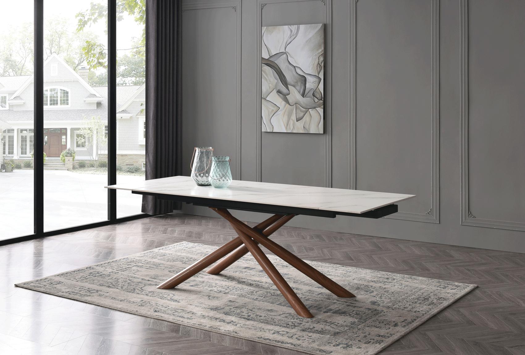 

    
Dining Table 63 w/2x12" Extension 9063 ESF Contemporary Modern Made in Italy
