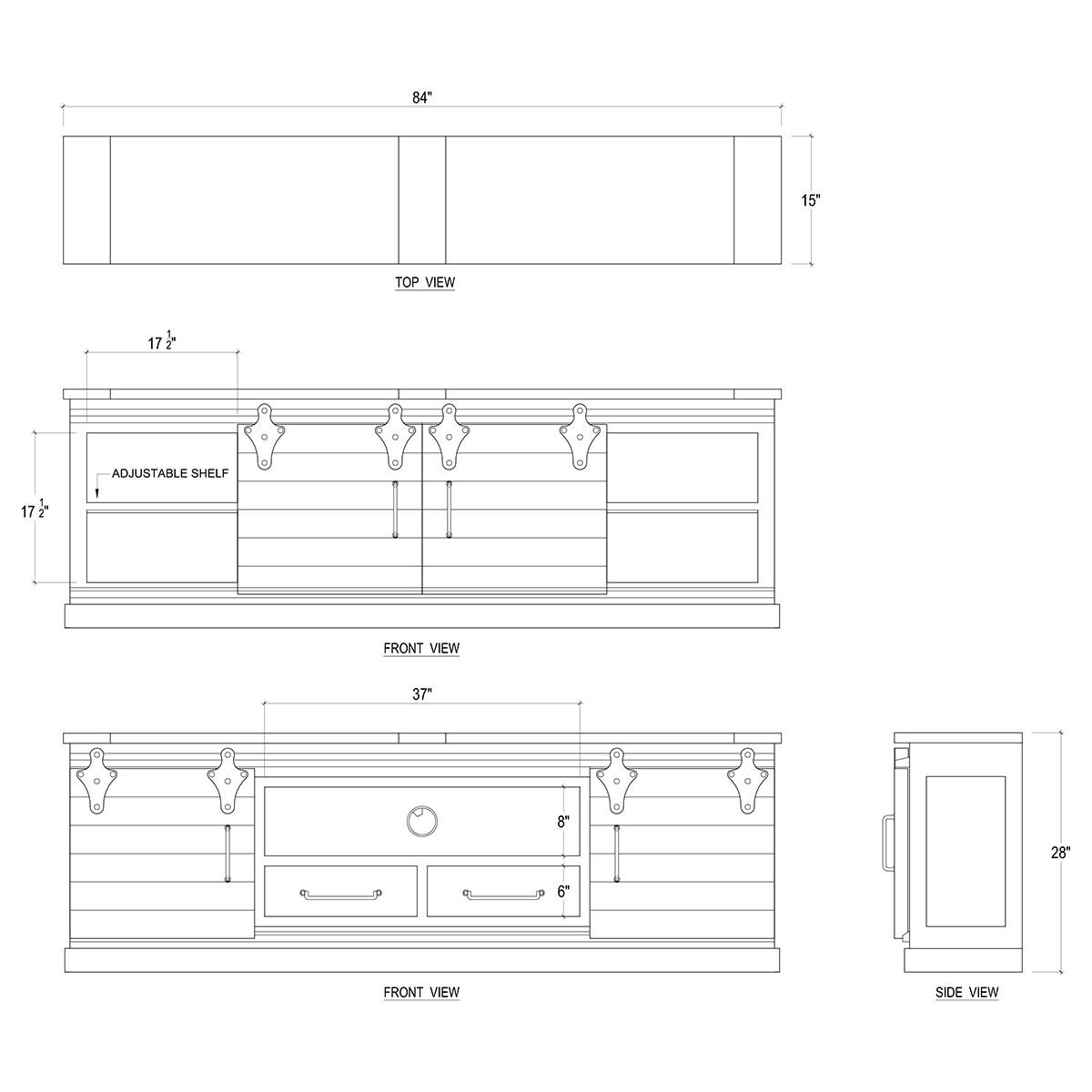 

    
DIOR GREY Sonoma Narrow Media Console 7' Solid Wood Bramble 26793 Sp Order

