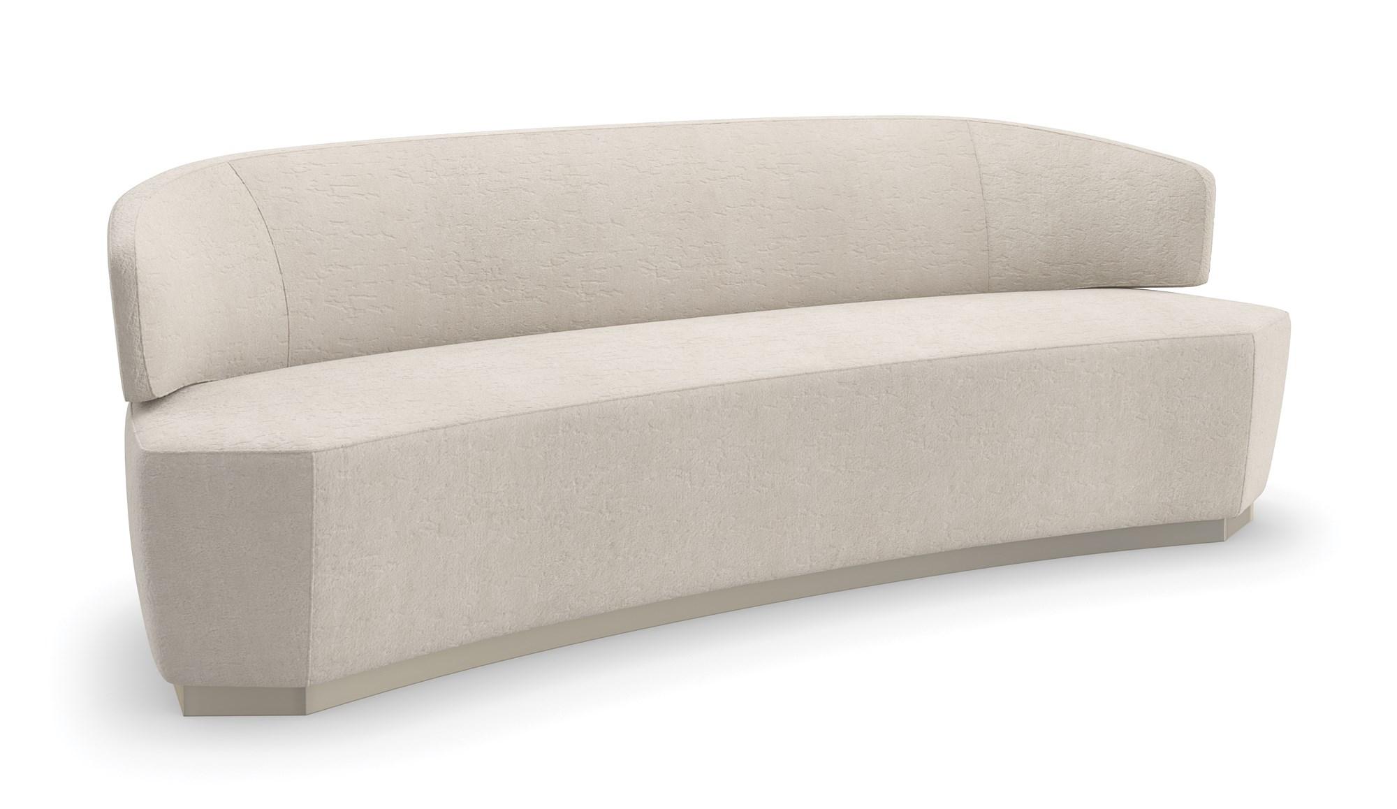 

    
Distressed Ivory Velvet Sparkling Argent Finish OLYMPIA SOFA by Caracole
